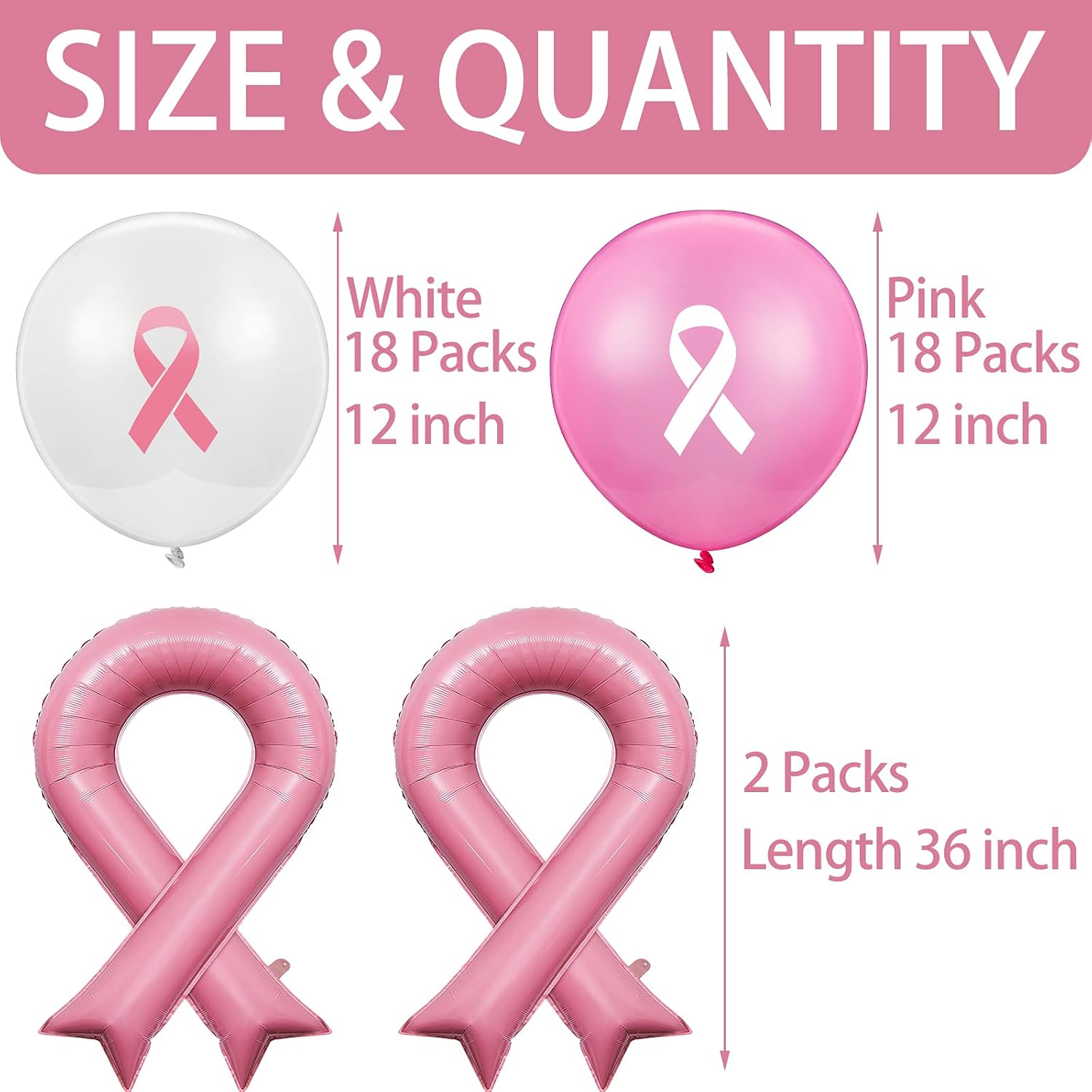 40 globos de cinta rosa sobre el cáncer de mama, globos de concienciación sobre el cáncer de mama, globo rosa sobre el cáncer de mama, globo de