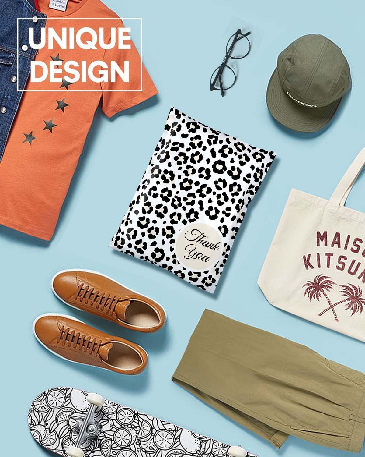 Thank You – Sobres de polietileno con estampado de leopardo con autosellado, bolsas de correo medianas para pequeñas empresas, sobres de envío para