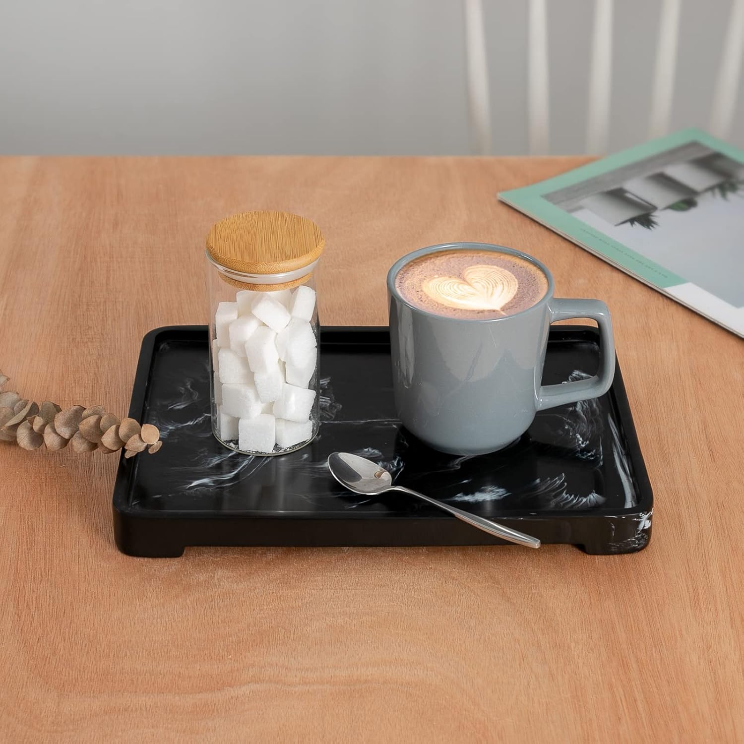 Bandeja de tocador de baño, bandeja de tocador de resina para decoración de encimera de baño, soporte para platos para perfumes, tocador, joyas,