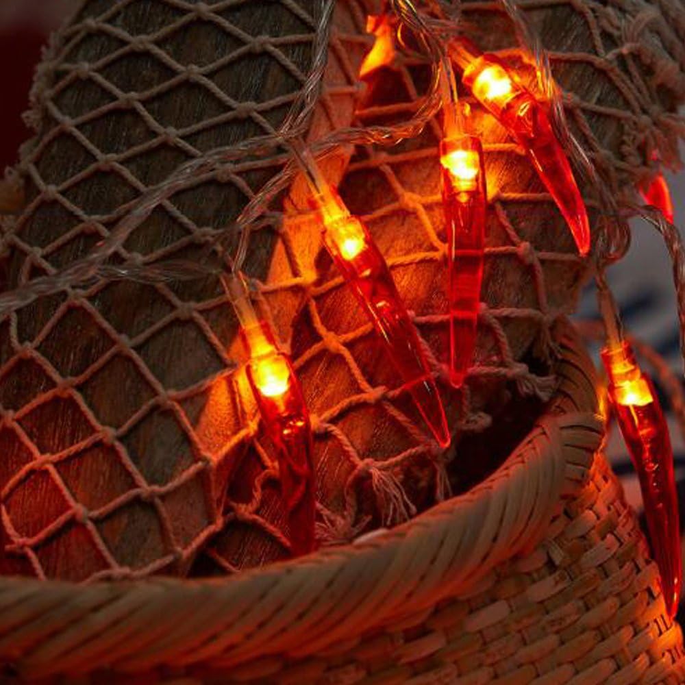 Dreamworth Guirnalda de luces de chile rojo, 10 pies, 20 luces LED de chile, funciona con pilas, luces de hadas Contol para bodas, Año Nuevo chino,