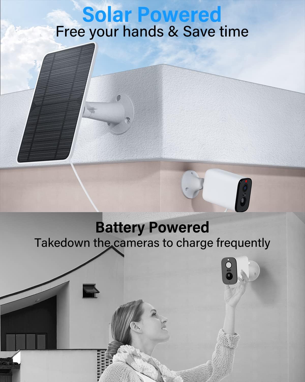 Panel solar de carga mejorada compatible con Pro 5S, Arlo Pro 4, Pro 3, Pro 3, Ultra 2, Ultra, panel solar de 4 W con cable de carga de 9.8 pies,