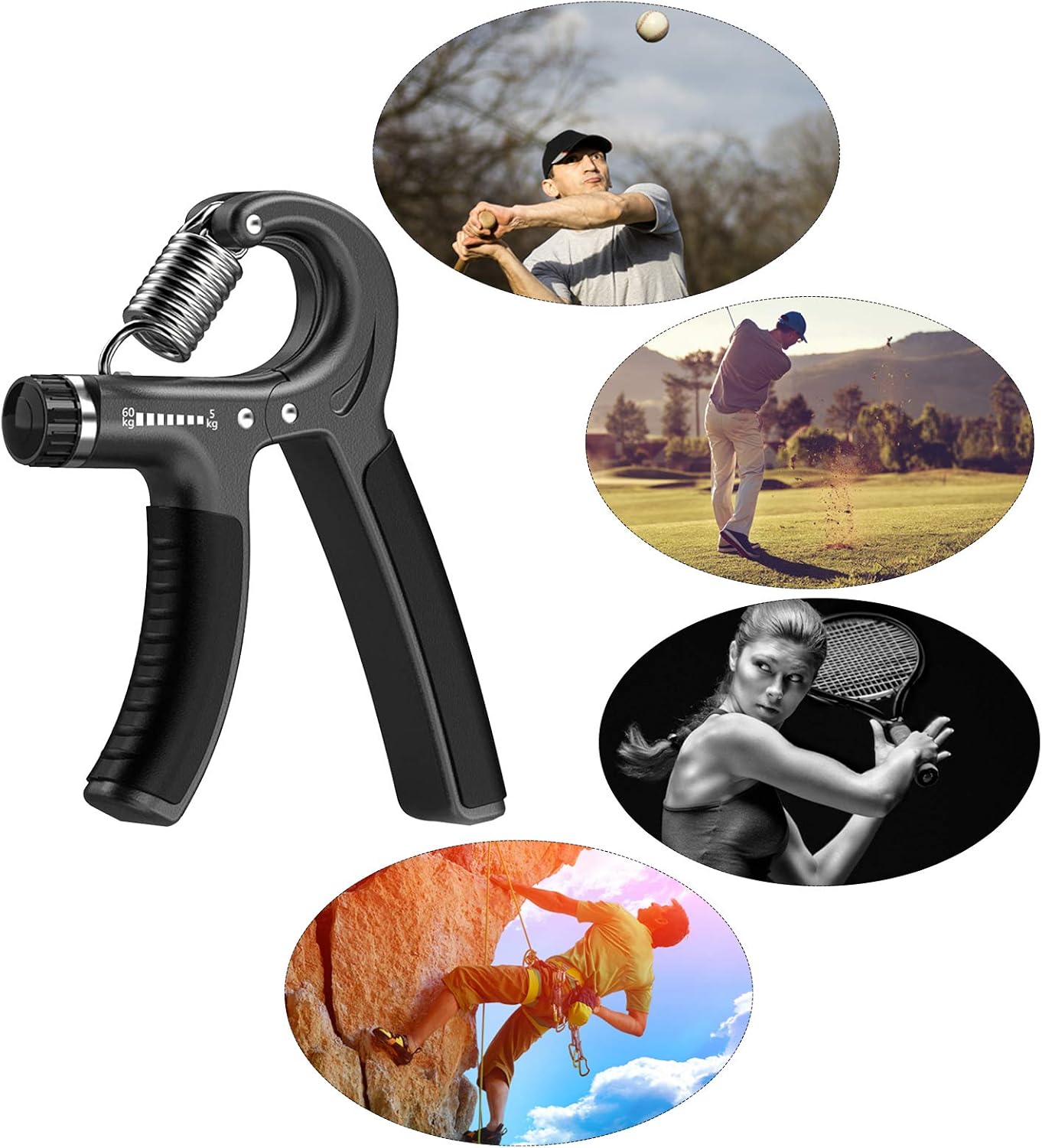 Longang Fortalecedor de agarre de mano con resistencia ajustable, fortalecedor de muñeca, agarre de antebrazo, exprimidor de entrenamiento de mano,