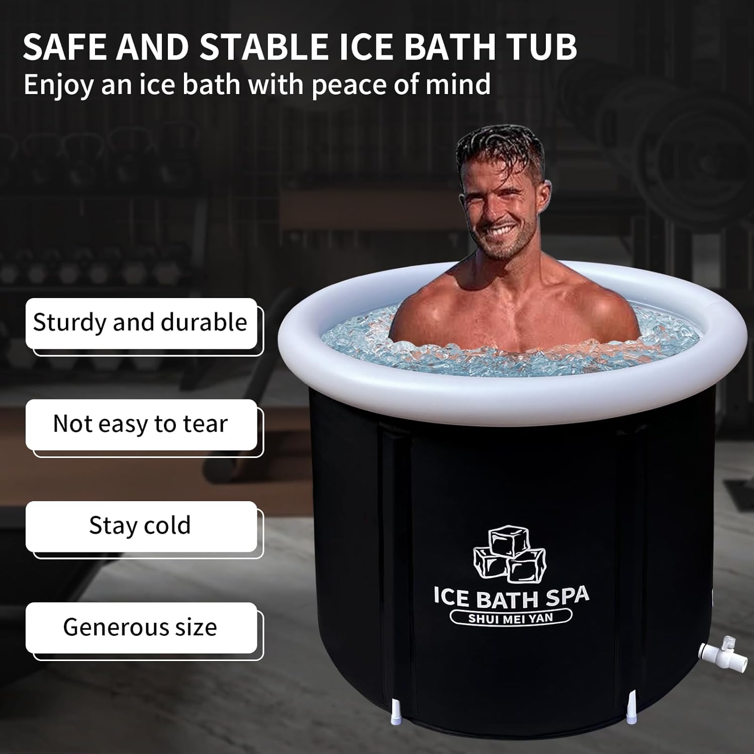 Bañera de hielo grande para atletas, bañera portátil independiente para adultos, bañera de terapia de agua fría para recuperación, bañera de