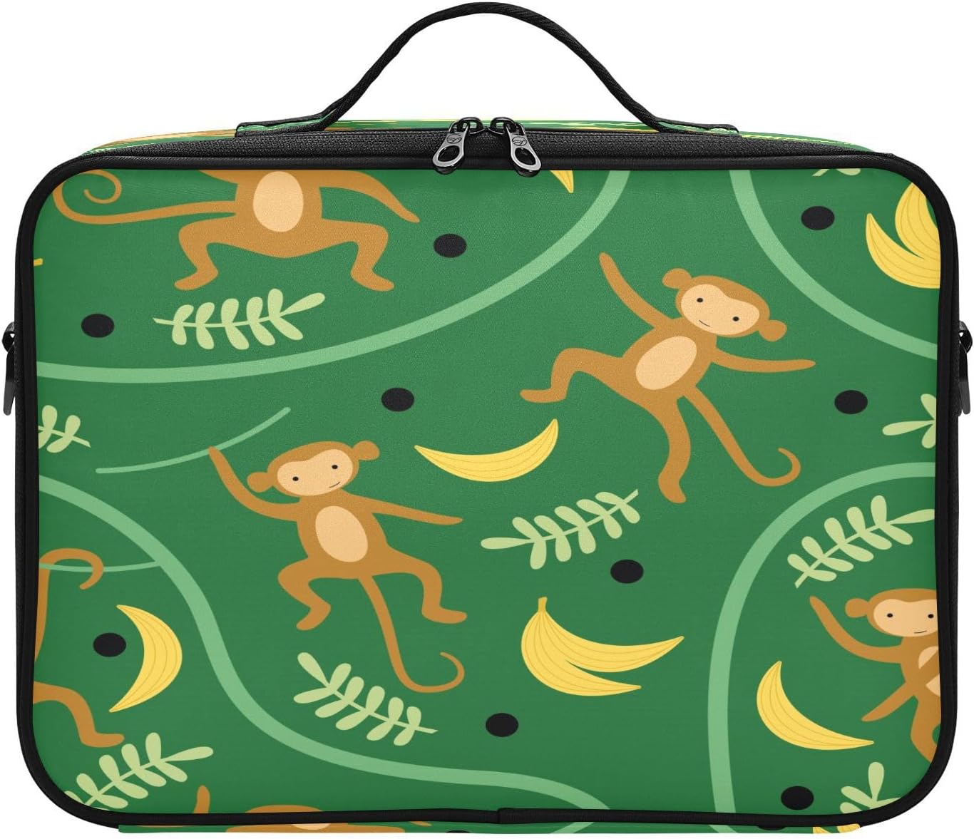 Seamless Pattern Monkeys Animal Lianas double layer cosmetic bag travel make up bags for toiletries makeup bag toiletry bolso de maquillaje para