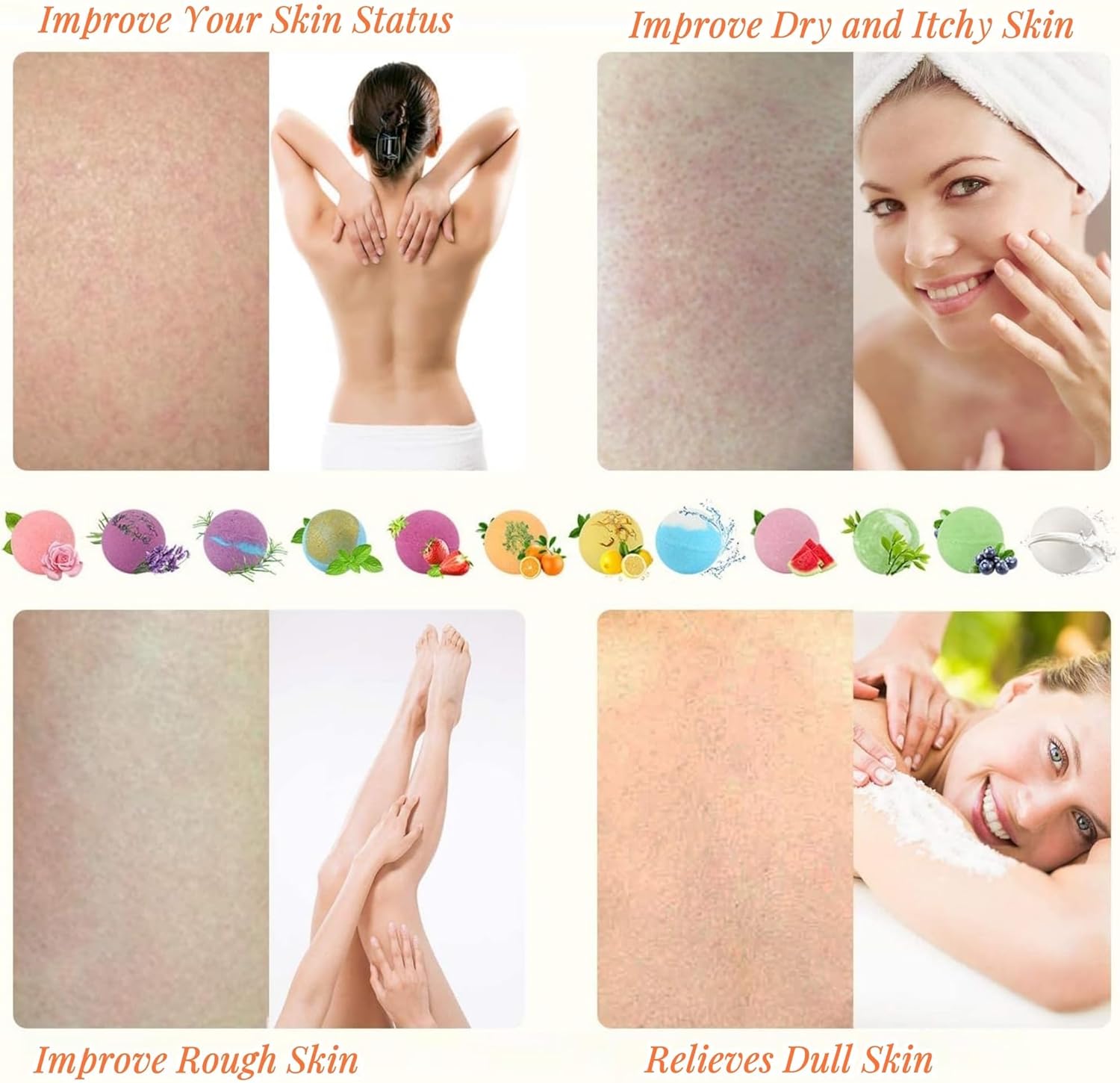 BOENFU Juego de 12 bombas de baño hechas a mano, aceites esenciales naturales orgánicos, hidratan la piel, regalos de lujo para niñas, esposa, mamá,