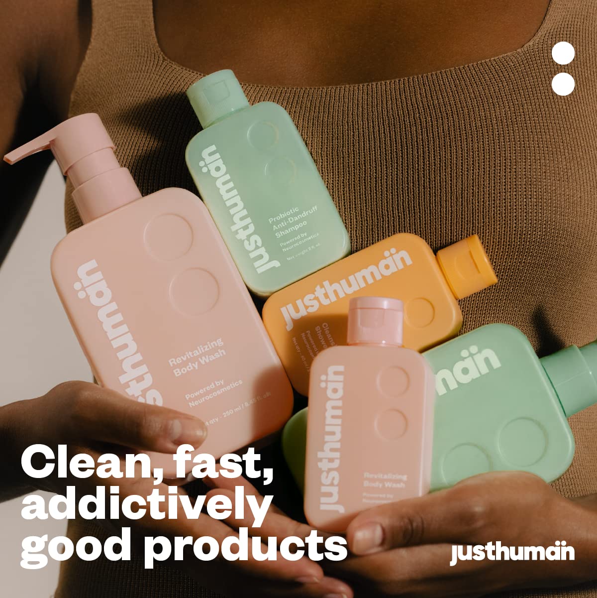 JustHuman Gel de ducha revitalizante hidratante y nutritivo con pH equilibrado, bálsamo de limón y albahaca sagrada para hombres y mujeres, sin