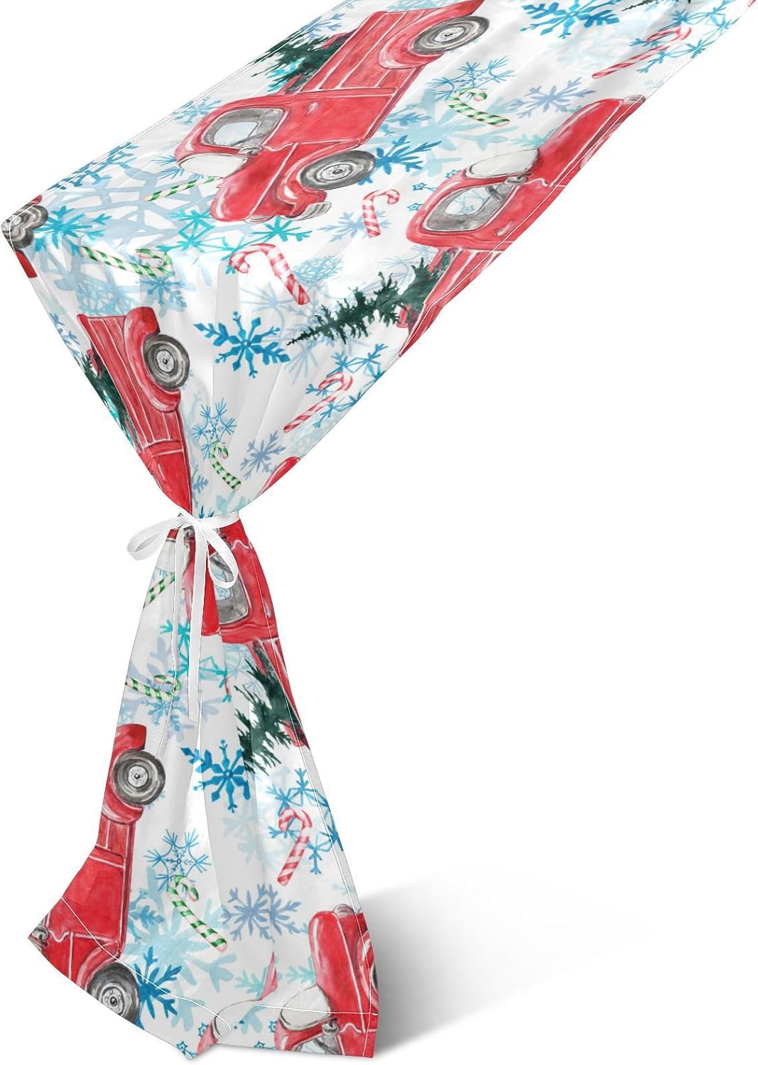 Christmas Tree Red Truck Table Runner Fall Kitchen Decor for Desk Decor Christmas Table Runner 108 Inches Long