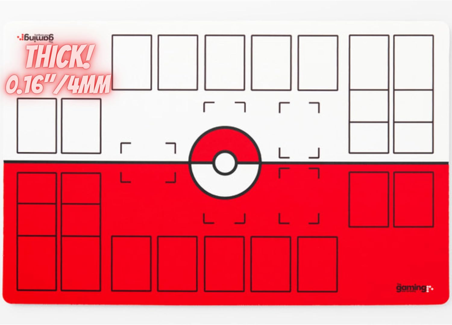The Gaming Mat Company Tapete de juego de Pokémon compatible con 2 jugadores para cartas de Pokémon, 28 x 18 x 0.16 pulgadas, tapete de batalla rojo
