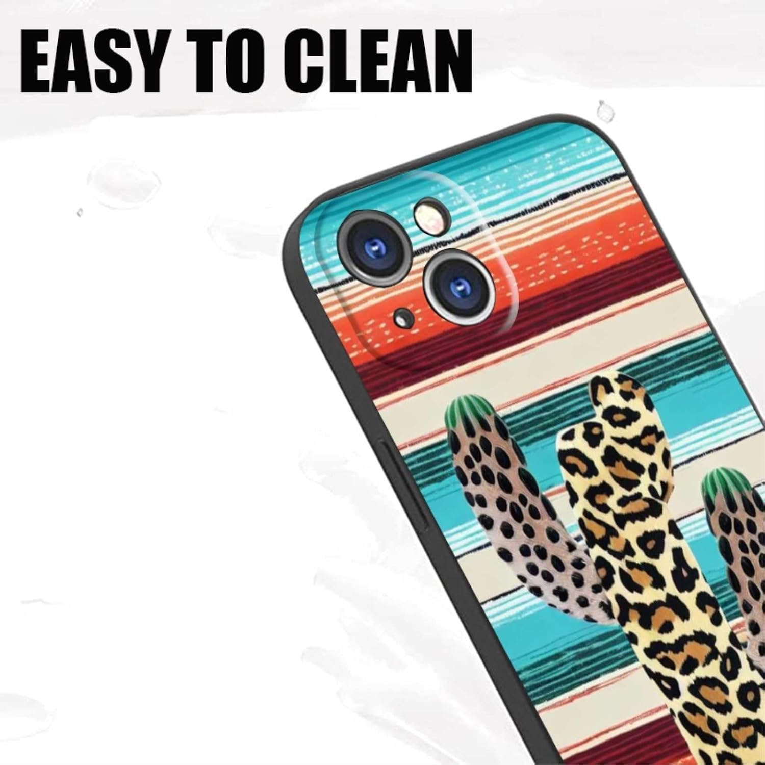 Funda compatible con iPhone 13 Western, funda de silicona suave de silicona suave, moderna, compatible con iPhone 13 Western, cactus y leopardo,