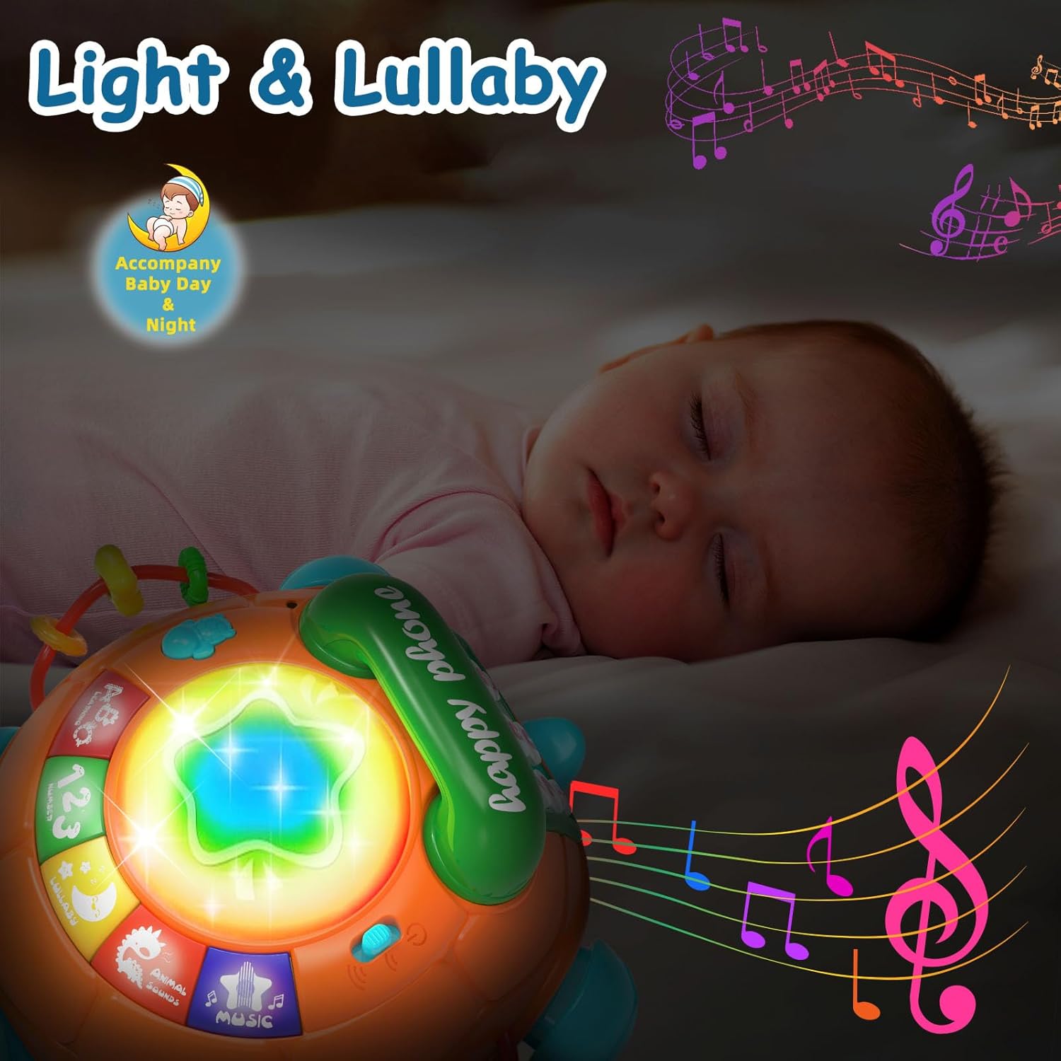 Ussybaby Juguetes para bebés de 6 a 12 meses, juguetes musicales para bebés de 12 a 18 meses, juguete de tambor de mano para teléfono, juguetes para