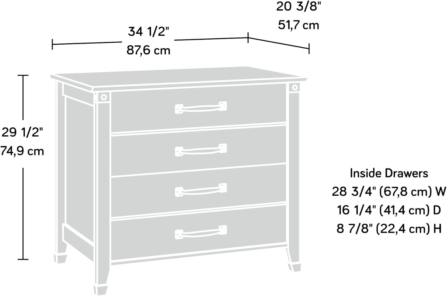 Sauder Carson Forge – Archivador lateral, acabado roble café