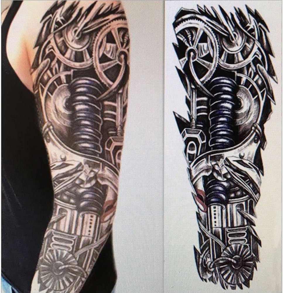 Juego de 8 hojas de tatuajes falsos temporales extra grandes de 18.9 x 6.7 pulgadas para hombres y mujeres, calcomanías de tatuaje de brazo