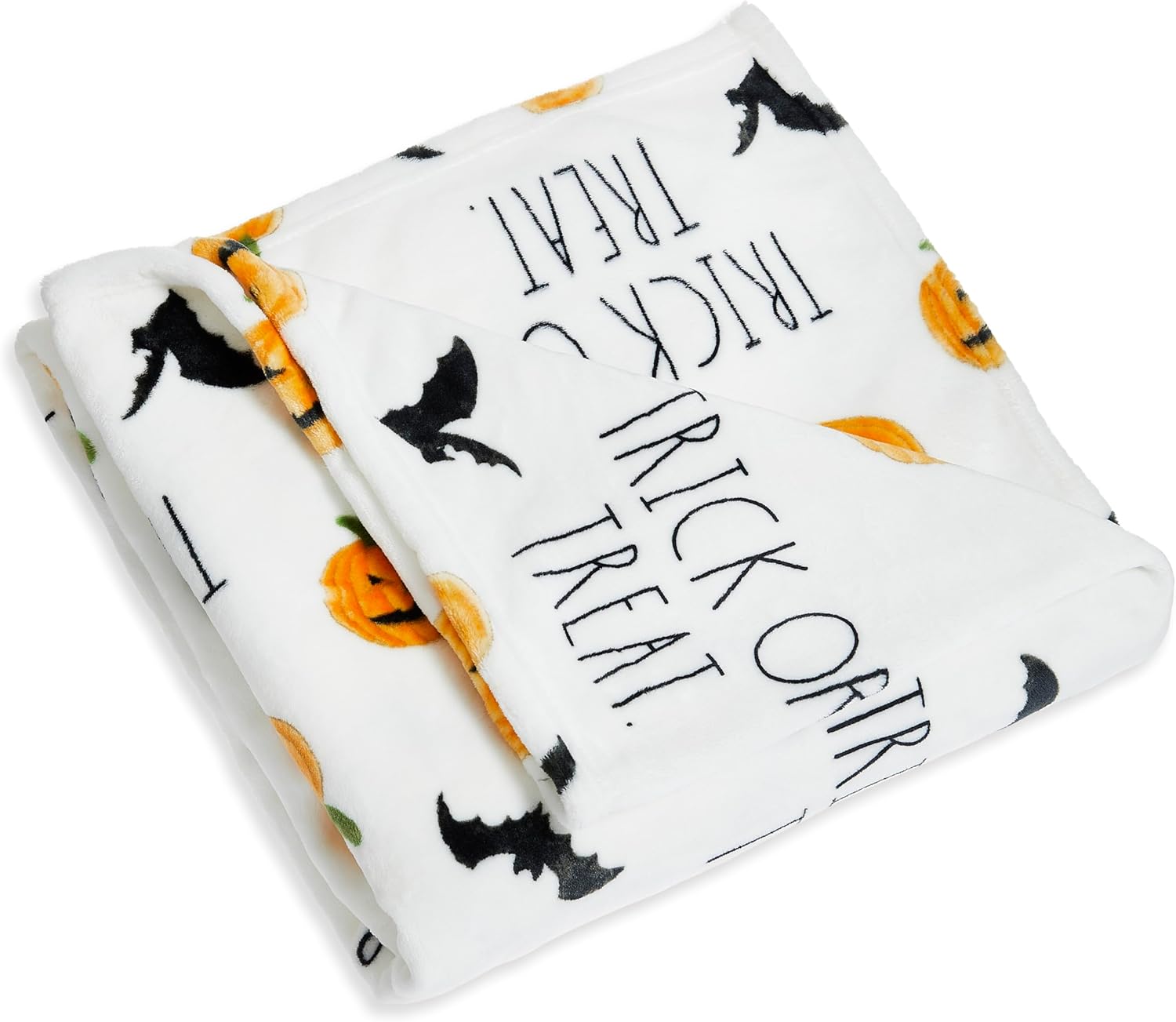 Rae Dunn Manta suave y decorativa para cama o sofá, mantas acogedoras para sofá, manta de felpa suave bordada de murciélago Jacklatern, 50 x 70