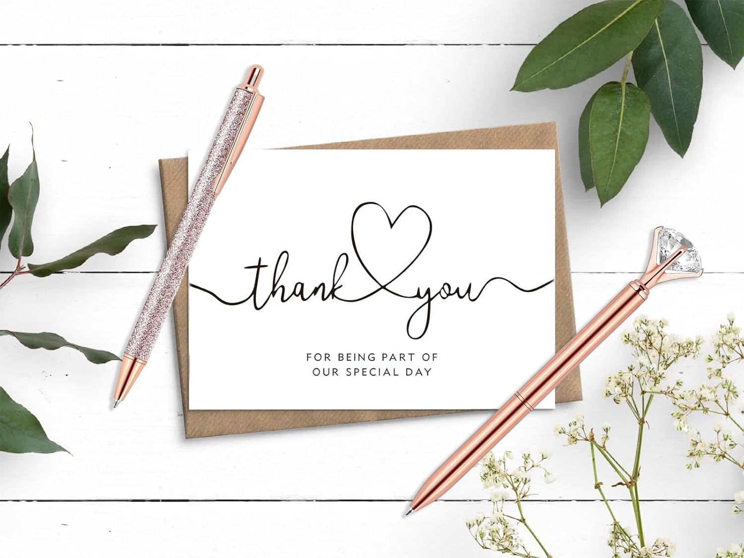 Tarjetas de agradecimiento con sobres y calcomanías a juego, paquete de 40 tarjetas de agradecimiento de boda, paquete a granel de 40 unidades,