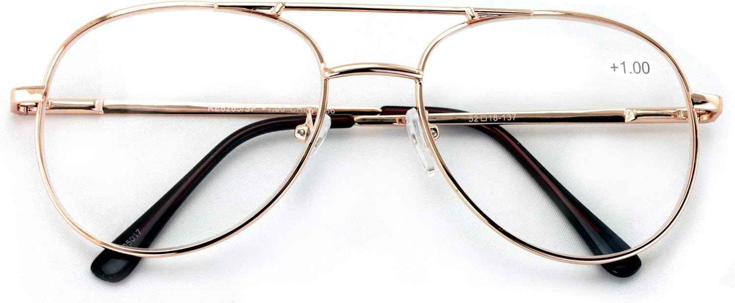 V.W.E. Gafas de lectura clásicas de metal – Lector de lágrima con bisagra de resorte