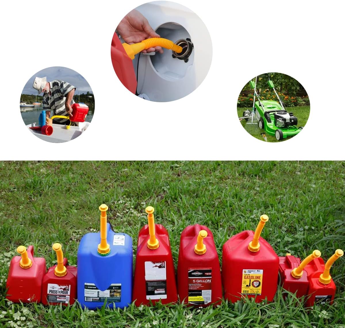Repuesto de boquilla de gasolina, para reemplazo de latas de gas de 12510 galones, kit de boquilla de lata de gas con boquillas flexibles, junta más
