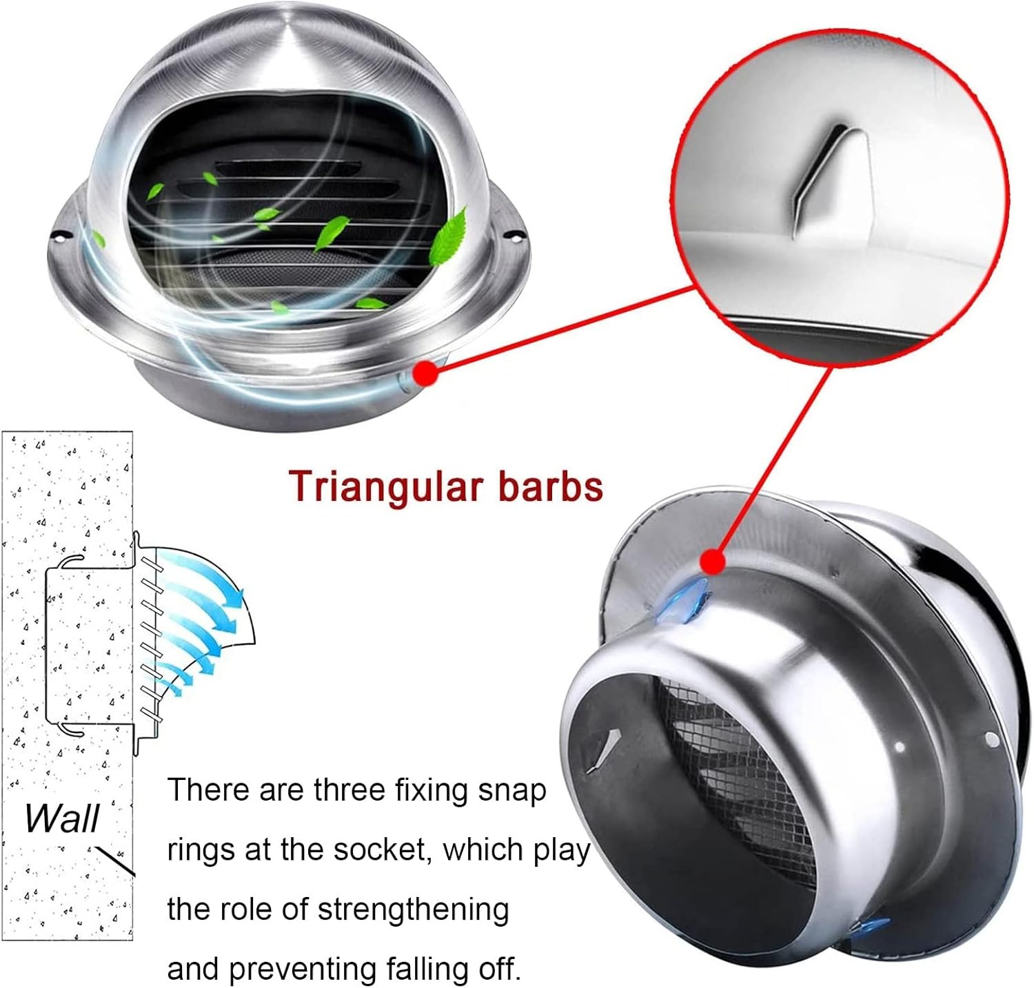 Tapa de ventilación de pared, campana de salida de ventilación de pared de 5, 8, 10, 12 pulgadas, cubierta de rejilla de ventilación de aire de
