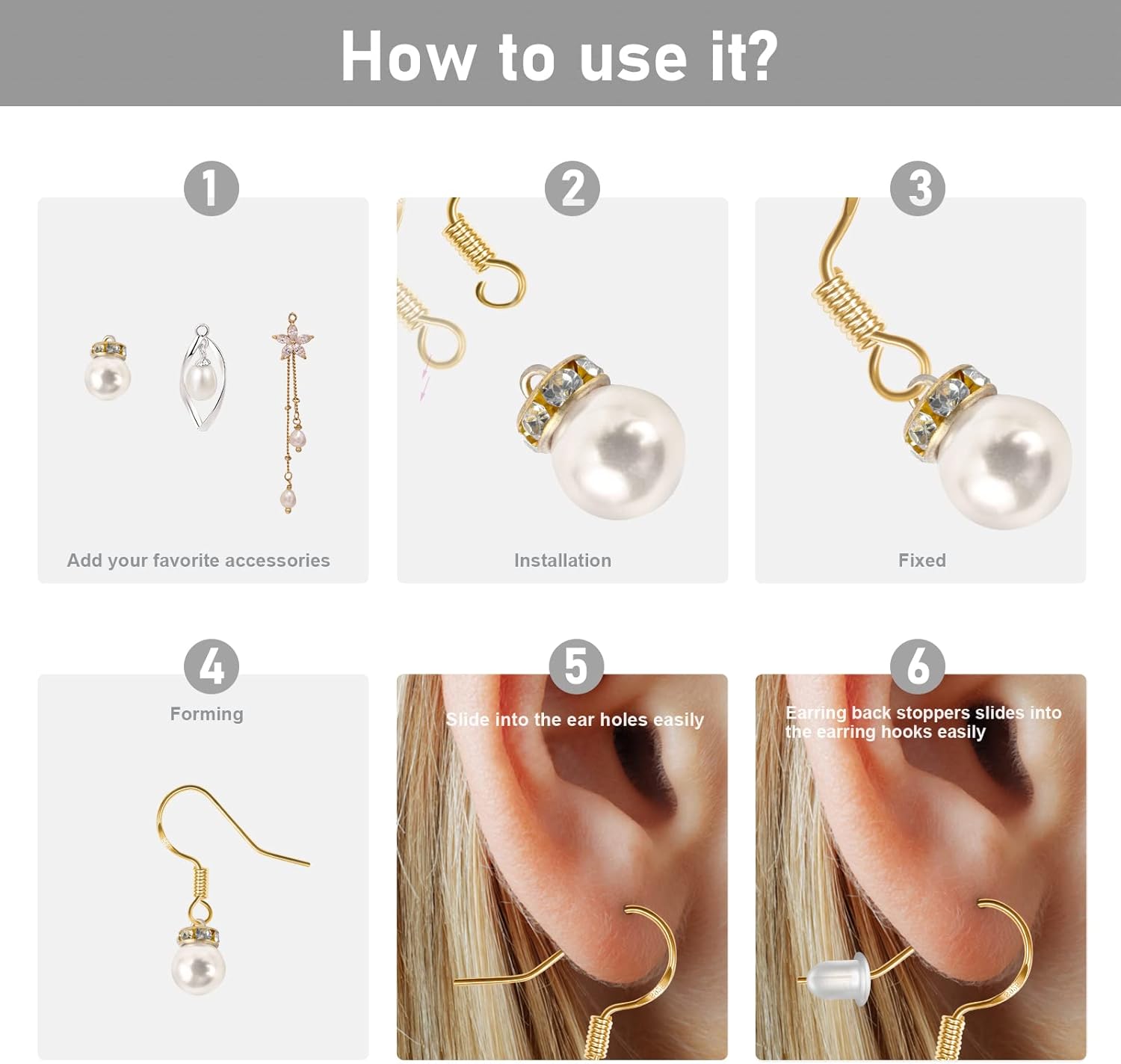Ganchos para aretes de oro de ley 925, 120 unidades60 pares hipoalergénicos, ganchos de pescado para fabricación de joyas, piezas de hallazgos de