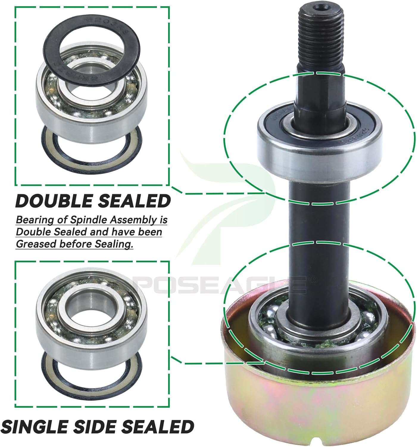 Paquete de 3 AM144608 Conjunto de husillo para John Deere S220 S240 X330 X350 X354 X380 X384 X390 X570 X580 X750 X949 Z315E Z320M Z325E Z325E 330M