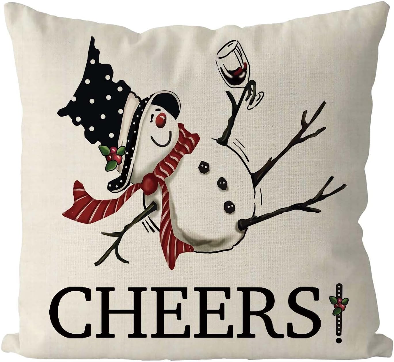 GAGEC Fundas de almohada de Navidad de 18 x 18 pulgadas, divertidas fundas de almohada de muñeco de nieve, fundas de almohada de invierno para