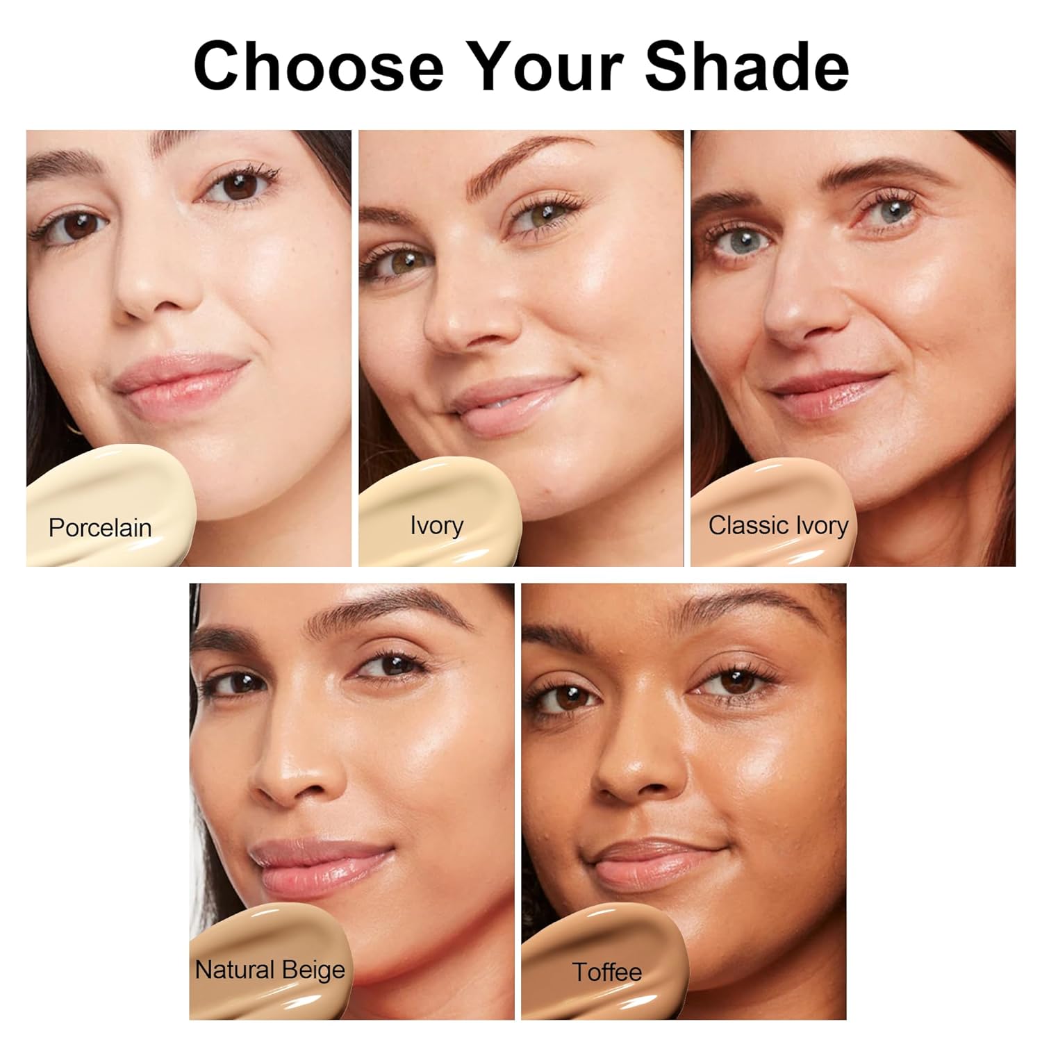 FV Maquillaje de base líquida Dewy, control de aceite, impermeable, de larga duración, para pieles normales y secas, cobertura media ligera, vegano