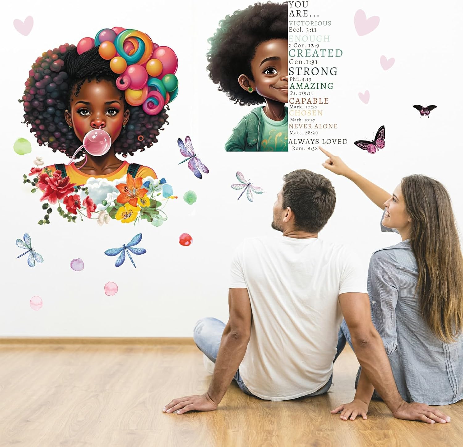 Adhesivo decorativo para pared de niñas africanas y mujeres, decoración mural artística de bricolaje, decoración de pared para adolescentes,