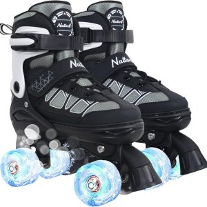 Nattork Patines de ruedas para niños y niñas, 4 tamaños ajustables con ruedas iluminadas para niños principiantes para interiores y exteriores Nattork Patines de ruedas para niños y niñas, 4 tamaños ajustables con ruedas iluminadas para niños principiantes para interiores y exteriores