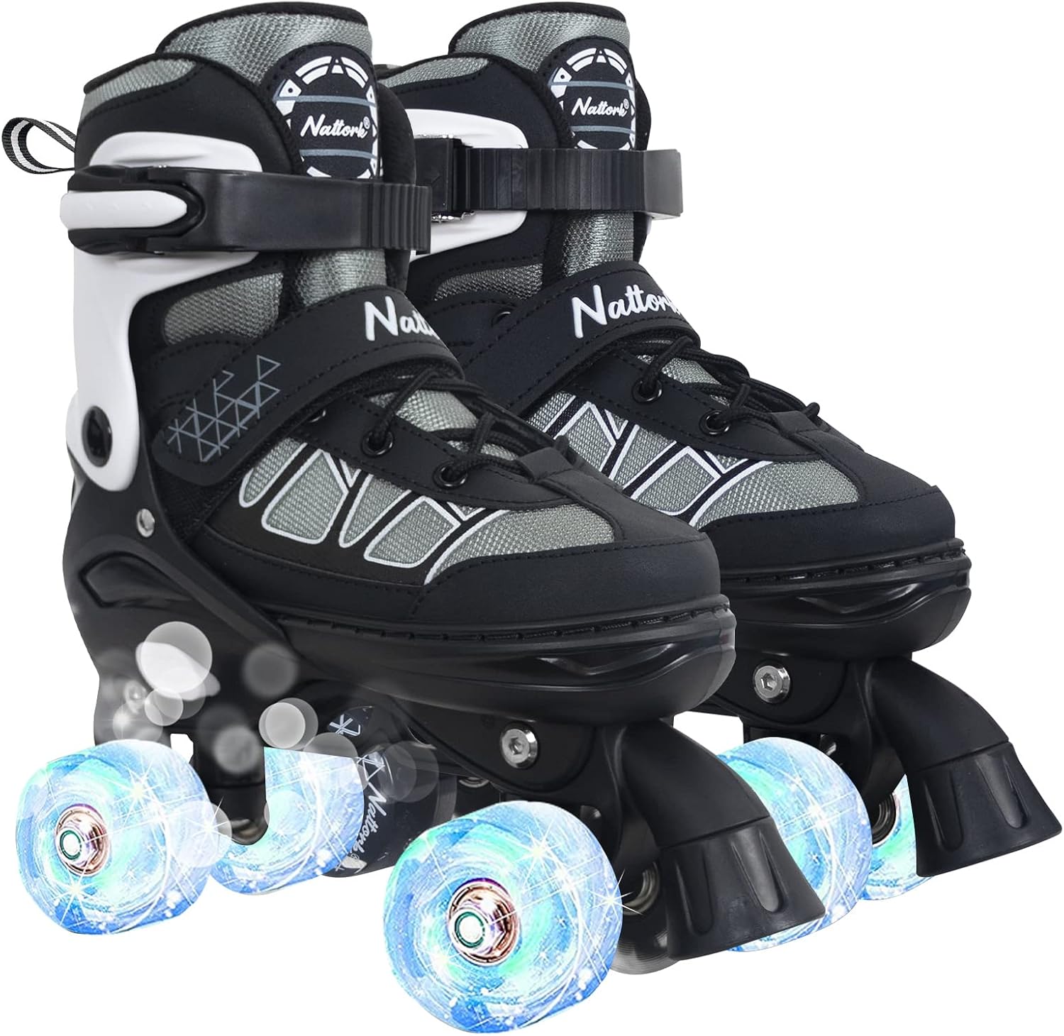 Nattork Patines de ruedas para niños y niñas, 4 tamaños ajustables con ruedas iluminadas para niños principiantes para interiores y exteriores