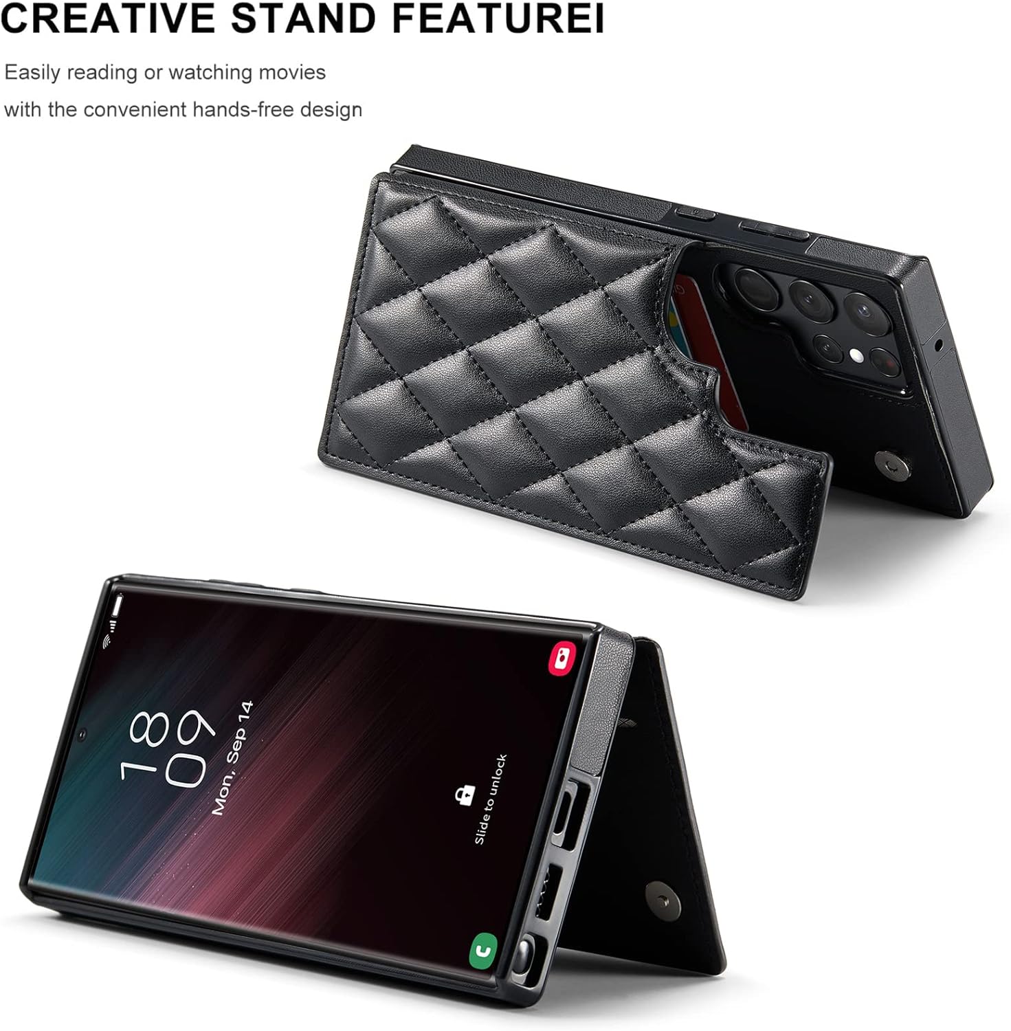 Funda para Galaxy S23 Ultra, funda de piel tipo cartera de lujo con tapa y bloqueo RFID, ranuras para tarjetas y soporte para niñas y mujeres, funda