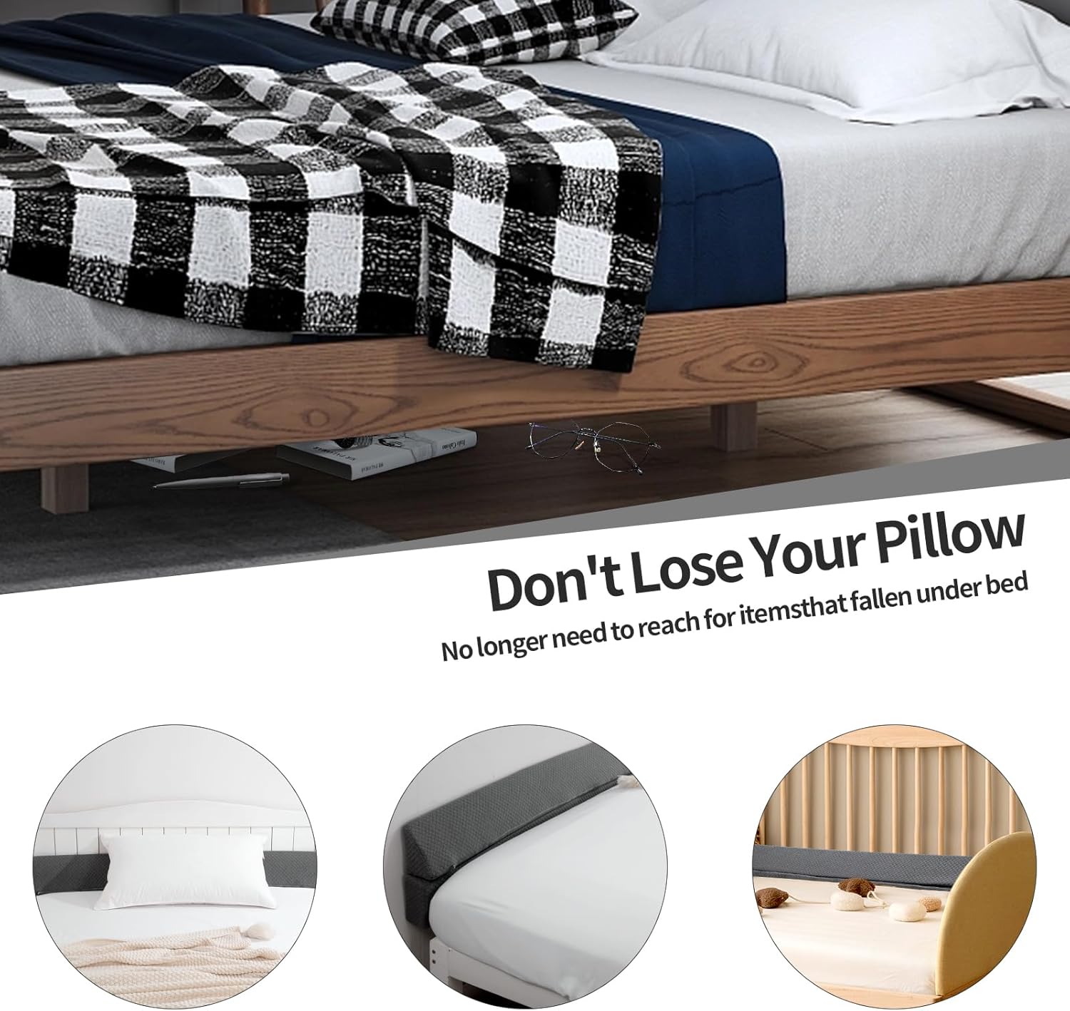 MABOZOO Almohada de cuña para espacio de cabecero, relleno de espacio de cama tamaño Queen, almohada plegable de cuña para cabecero, relleno de cuña