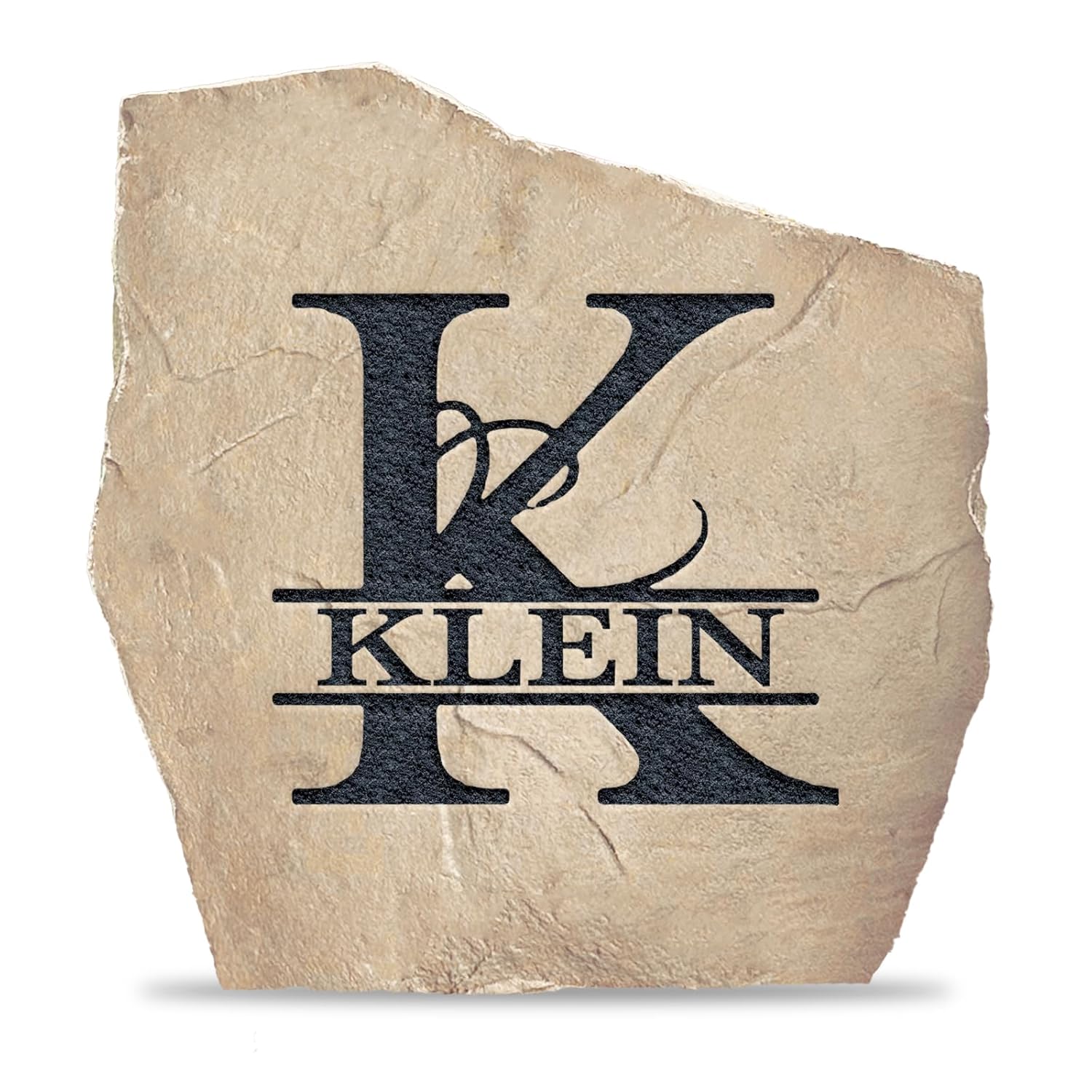 Personalized Fancy Monogram Name Landscaping Stone – Engraved Stone – Sandstone Color – 15 W x 15 H