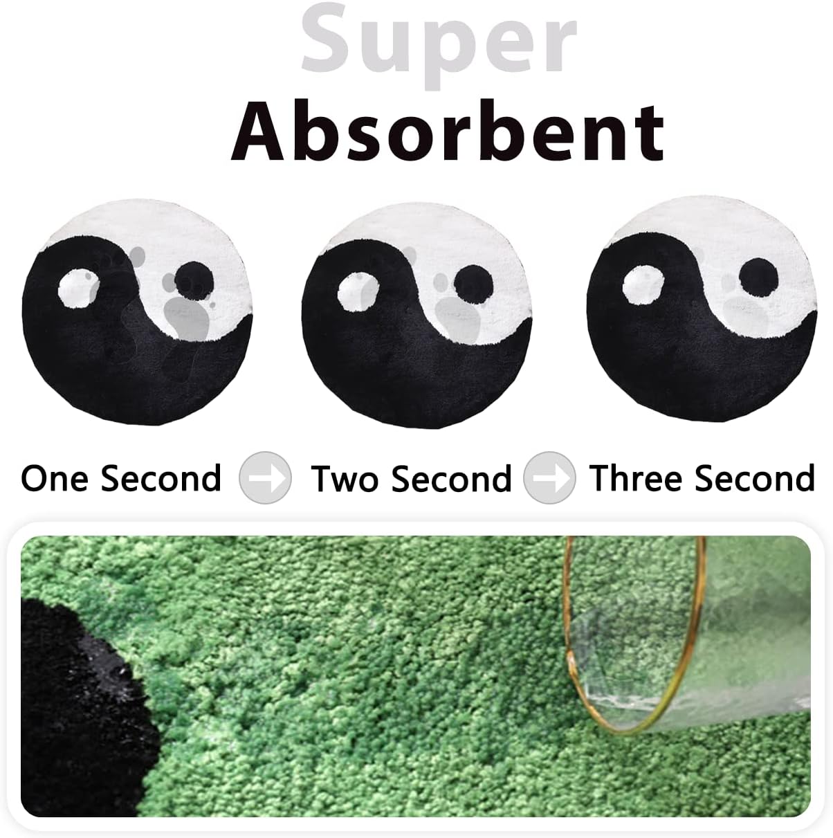 Alfombra de baño de Tai Chi, alfombra de baño para ducha de Yin y Yang, alfombra de baño absorbente de agua, alfombra de piso redonda, suave, lanuda