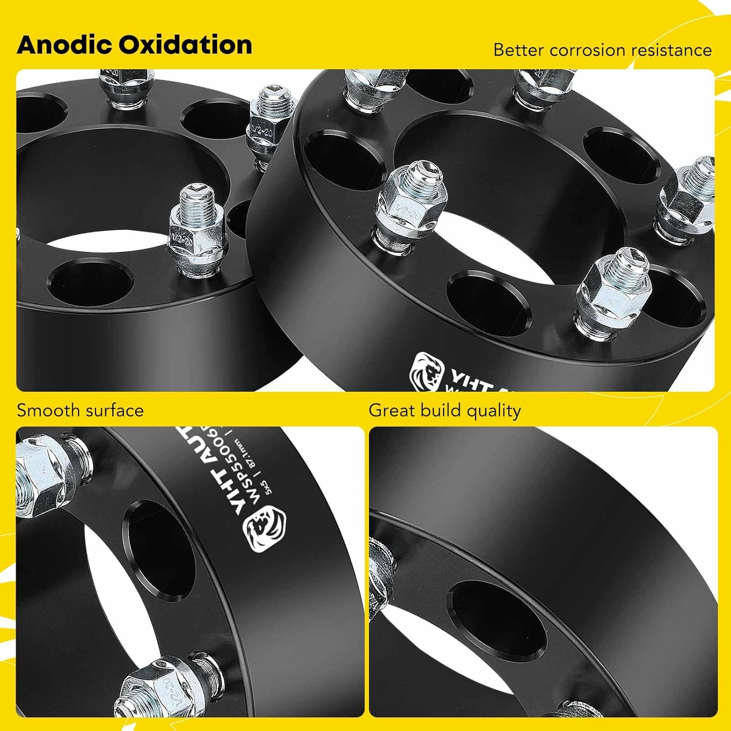 YHTAUTO Espaciadores de rueda de 5 x 5 de 2 pulgadas para modelos Jeep Grand Cherokee, Wrangler, Chevy, GMC, Ford, Buick, Cadillac, Lincoln y