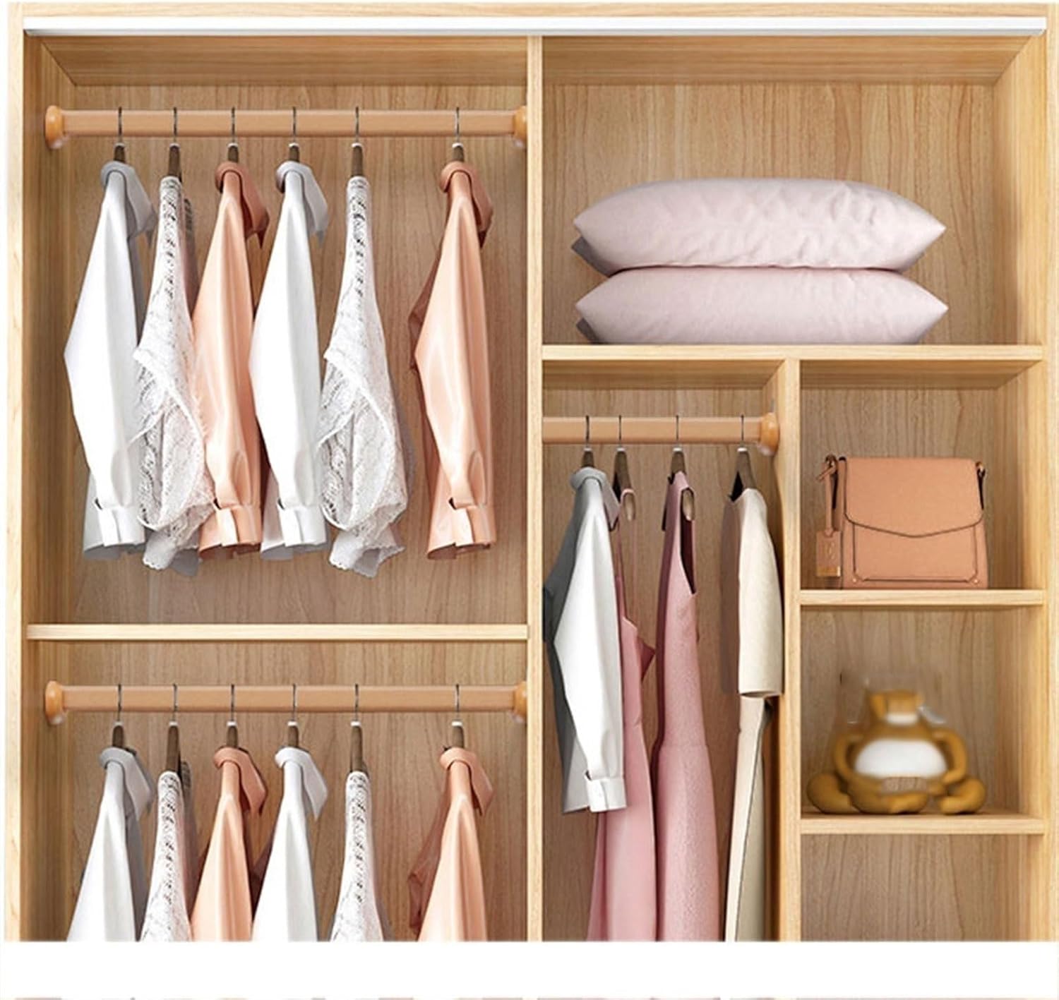 1 barra redonda de madera para colgar ropa, barra de armario de alta calidad, barra cruzada para ropa, barra cruzada para ropa, barra de madera