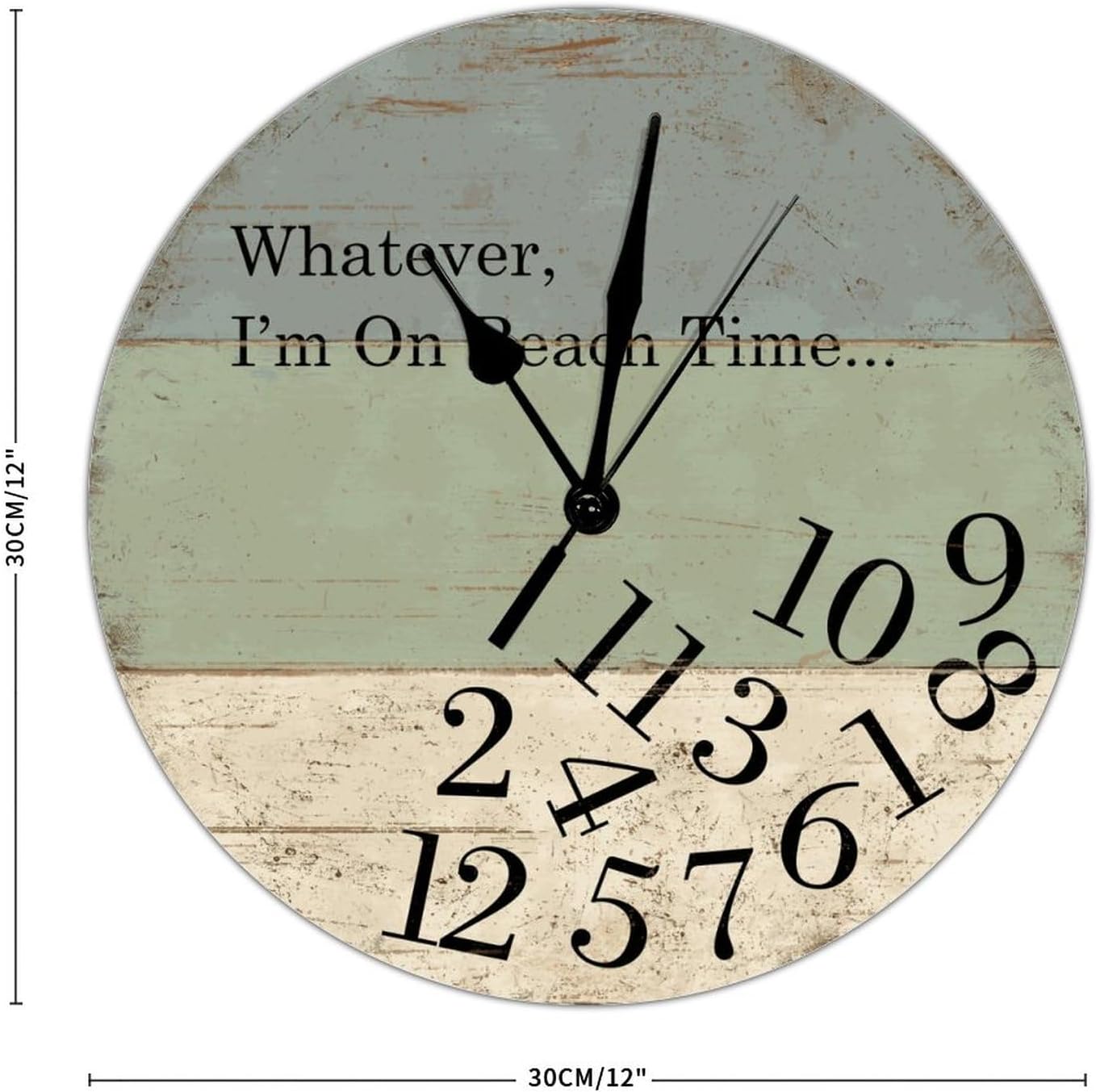 Reloj de pared de madera rústica, 12 pulgadas, movimiento de barrido silencioso, estilo vintage, fácil de leer