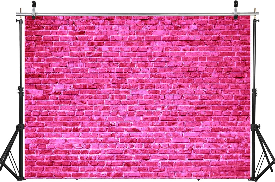WOLADA Telón de fondo de pared de ladrillo rosa de 8 x 6 pies para fiesta de cumpleaños de niña, telón de fondo de fiesta de San Valentín, telón de