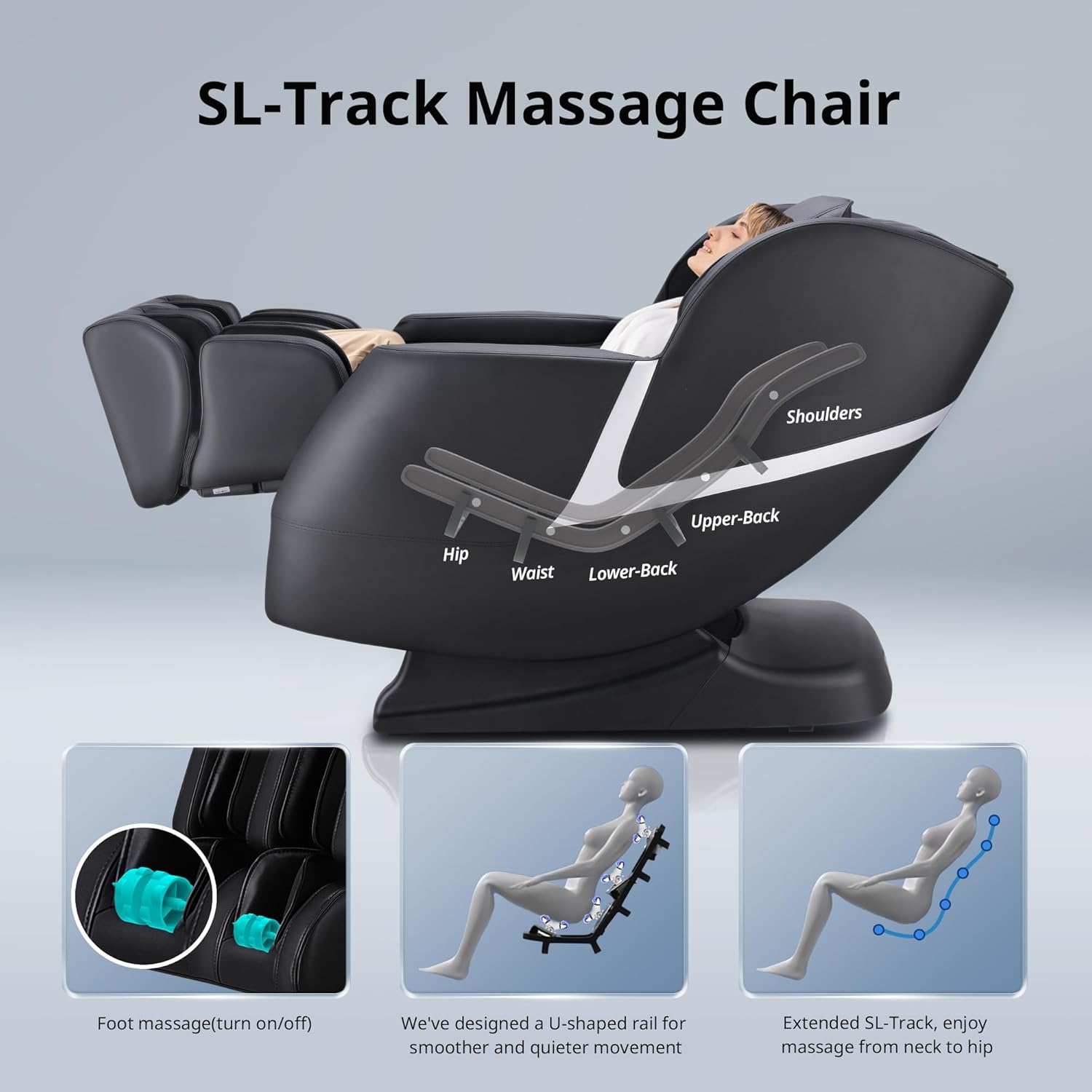 MYNTA MC2100 – Silla de masaje 3D mejorada, silla de masaje de cuerpo completo reclinable con gravedad cero, escaneo corporal, estiramiento