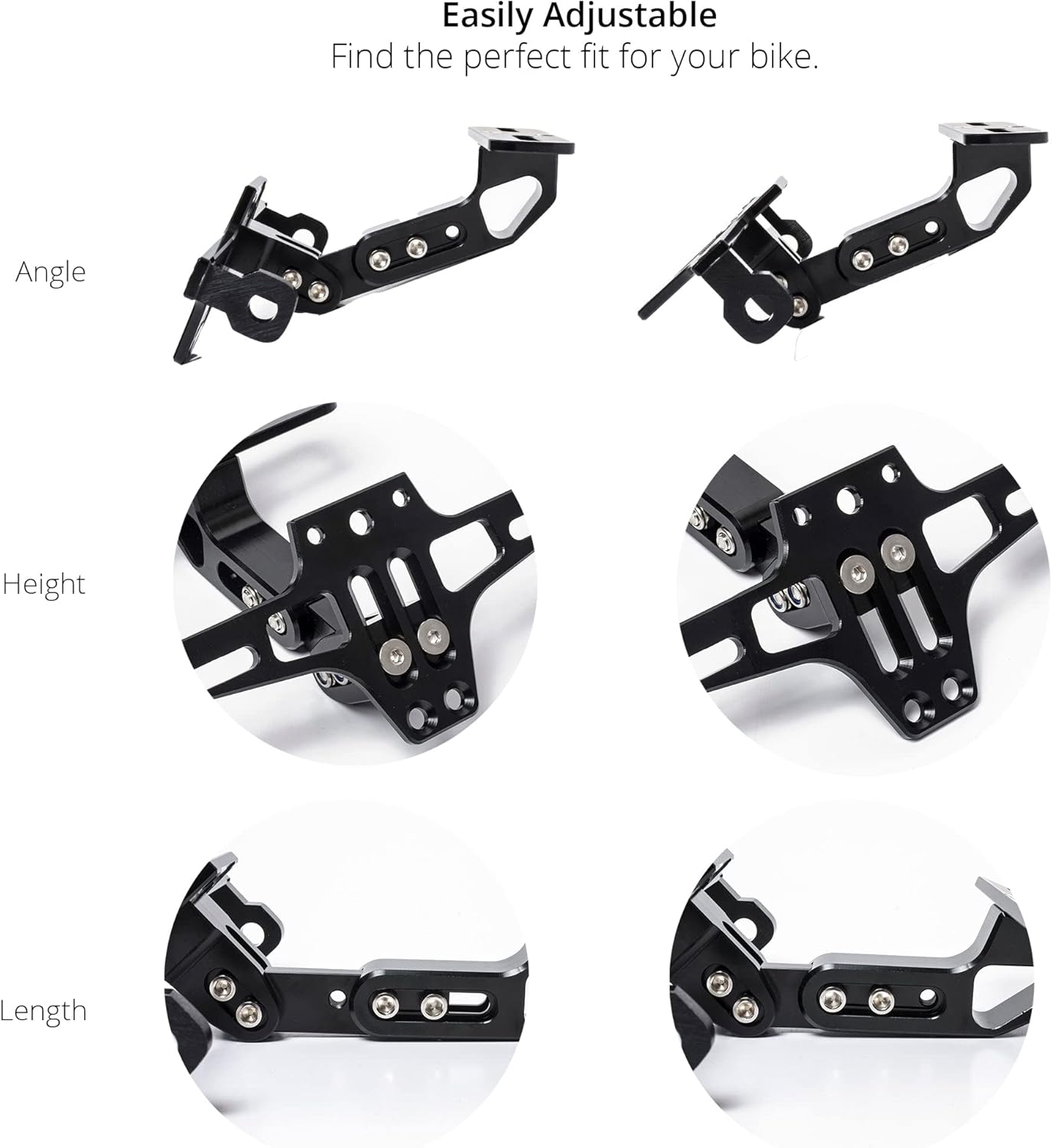 Soporte para placa de matrícula de motocicleta el kit de eliminación de guardabarros universal incluye soporte de placa de luz LED y pernos