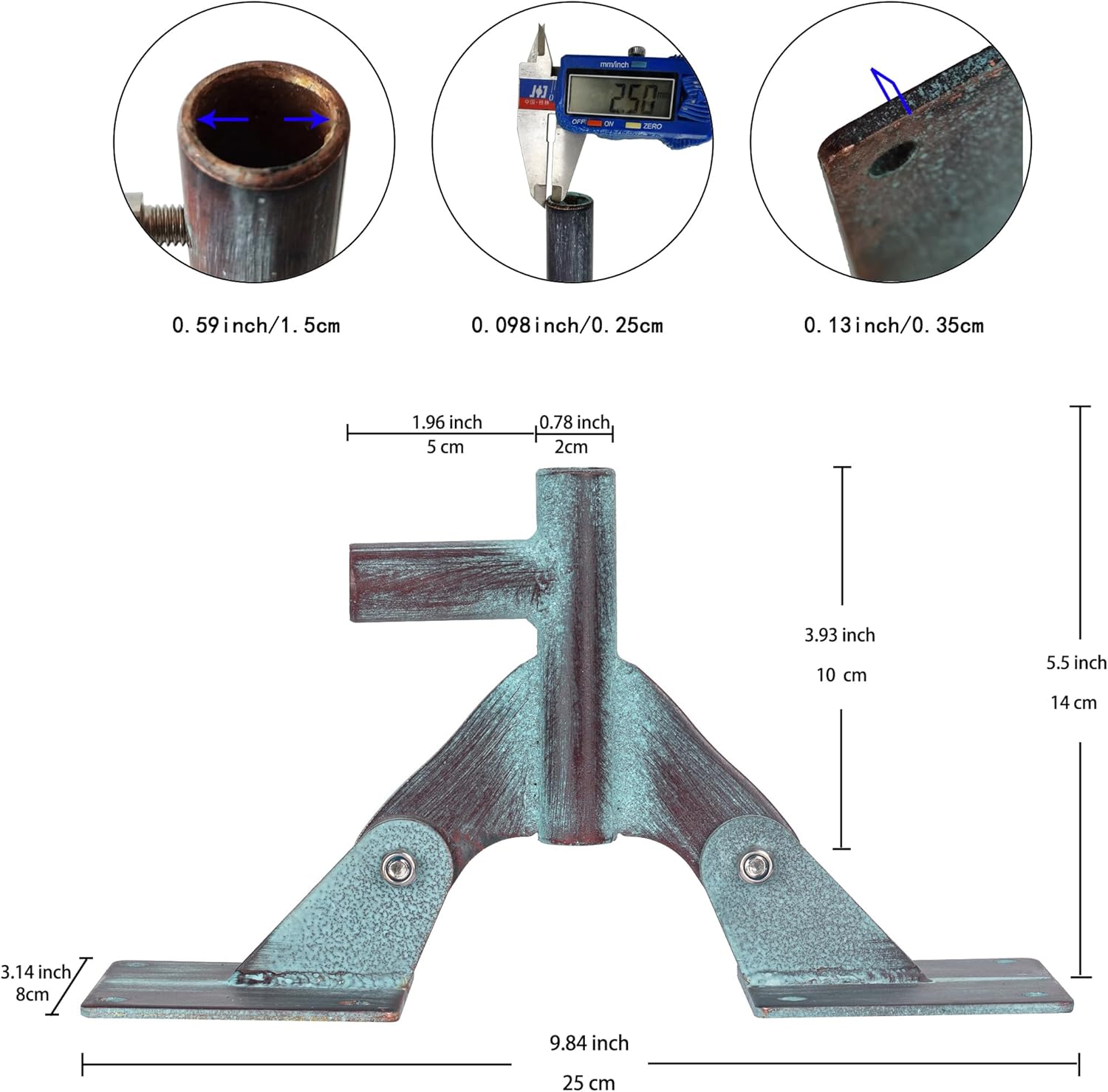 CLYB Piezas y hardware de veleta Montaje en veleta de cobre Placas de techo ajustables y soportes de pared, a prueba de óxido, estable
