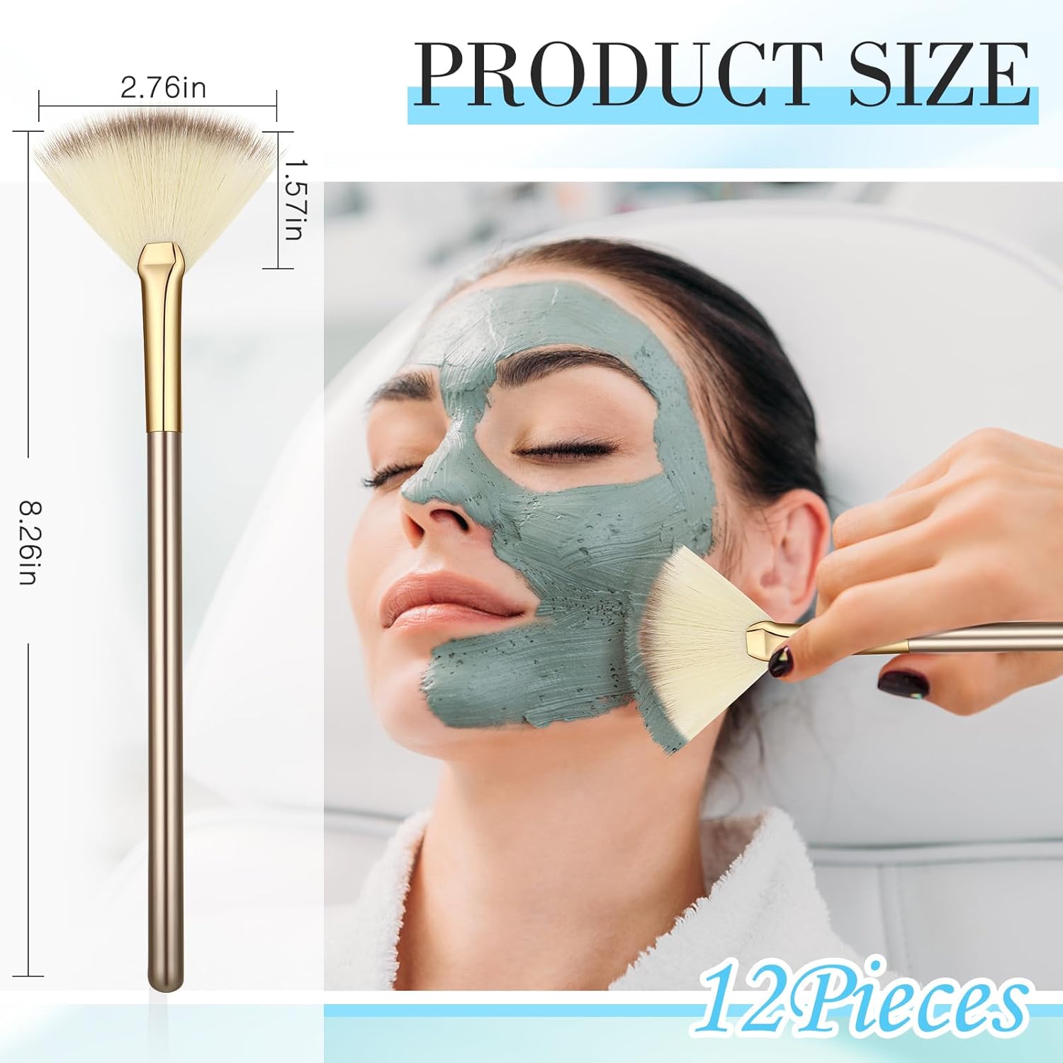 12 brochas suaves para abanicos faciales, rubor, brochas de maquillaje, aplicador de ácido, herramientas cosméticas multiuso para máscara de