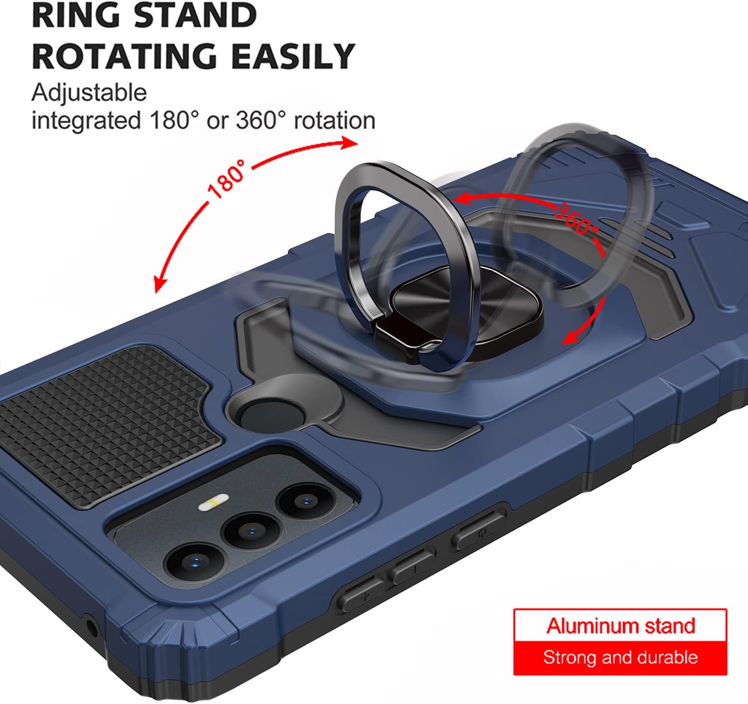 OWMGTS Funda para TCL 30SE con protector de pantalla, de goma a prueba de golpes, soporte magnético para automóvil, función atril incorporado, funda