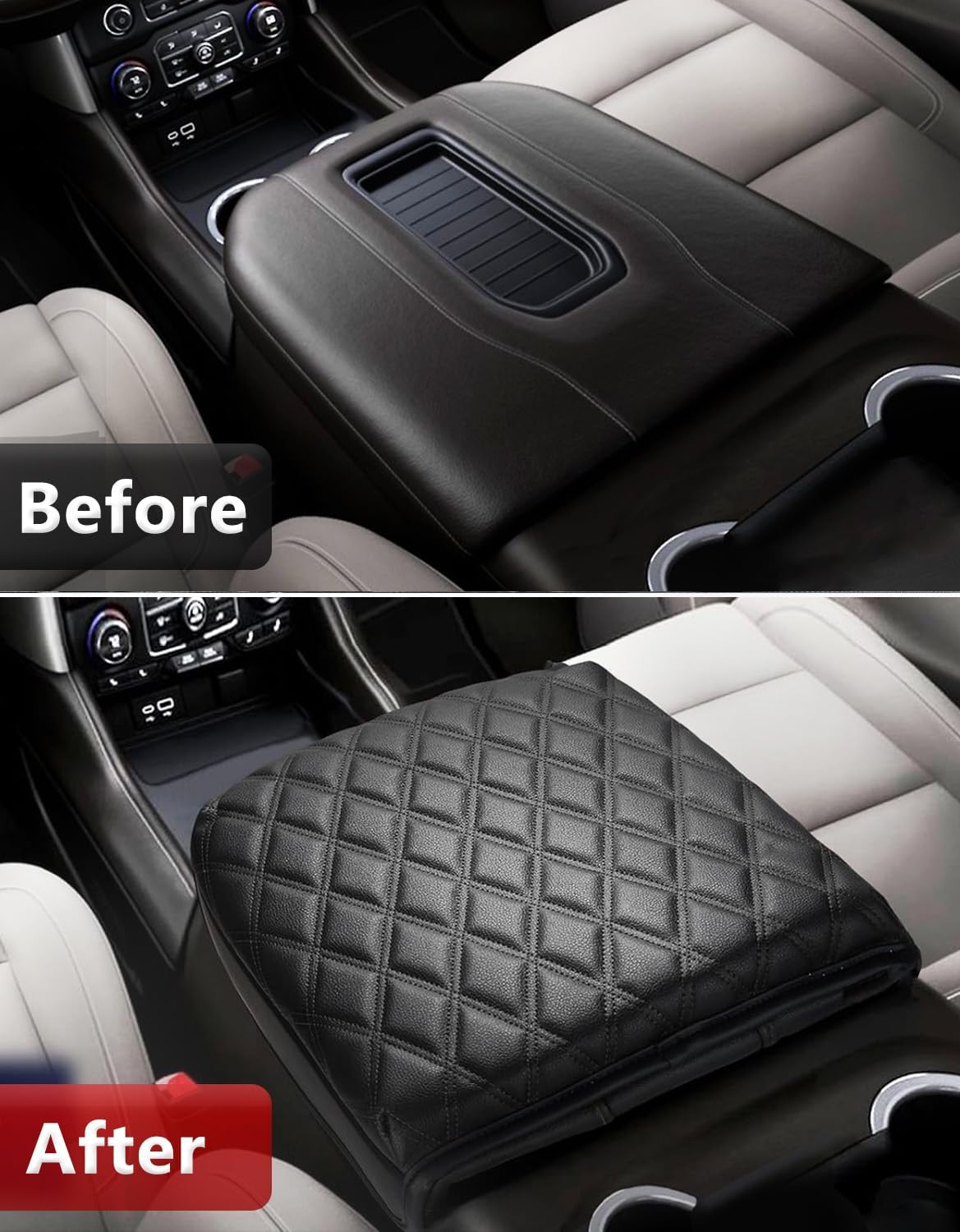 KBH Funda para reposabrazos de consola central para Chevy Chevrolet Silverado, GMC Sierra 2020-2023, Tahoe, Suburban, Yukon 2021-2023, piel