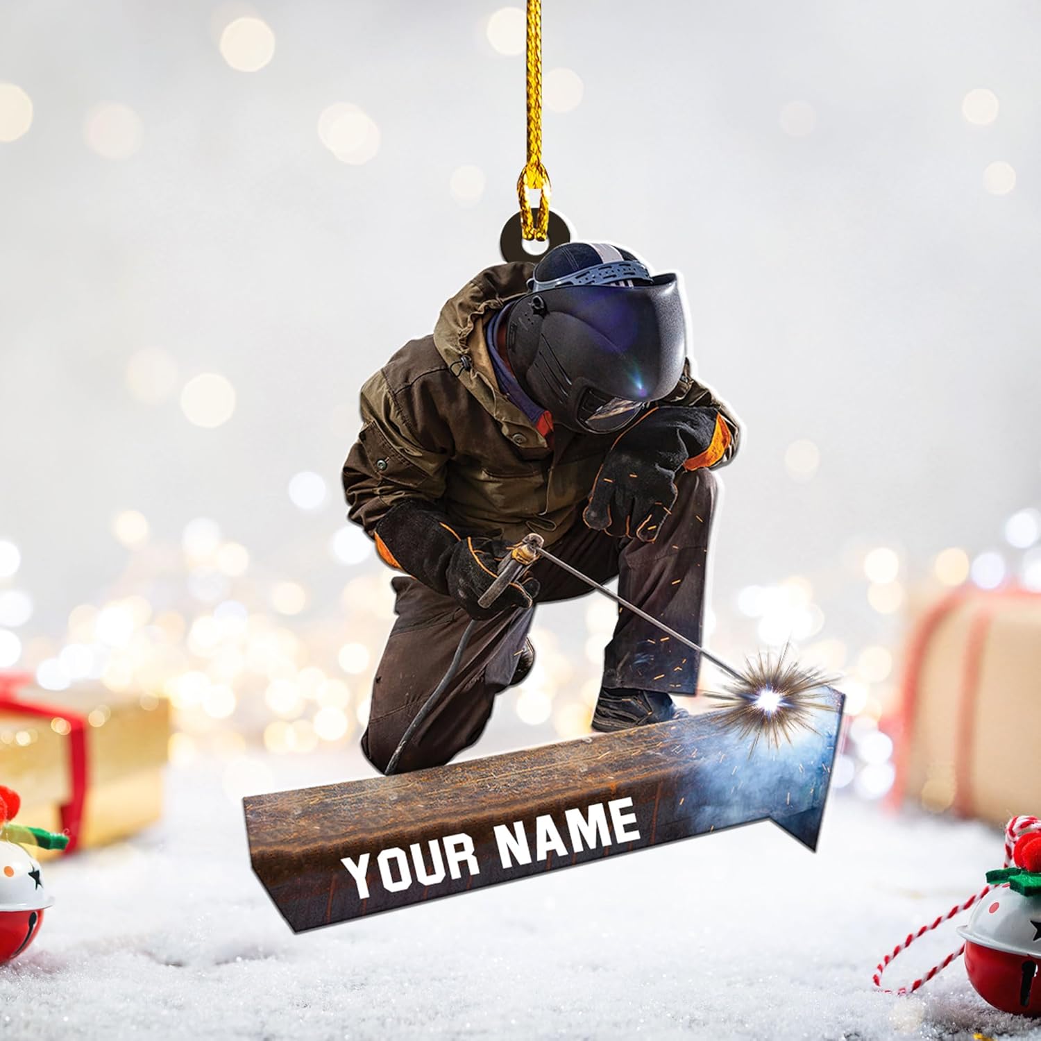 Artparel Adornos de soldador personalizados con nombre personalizado, adorno de Navidad, regalos de soldador, adornos de soldador para árbol de