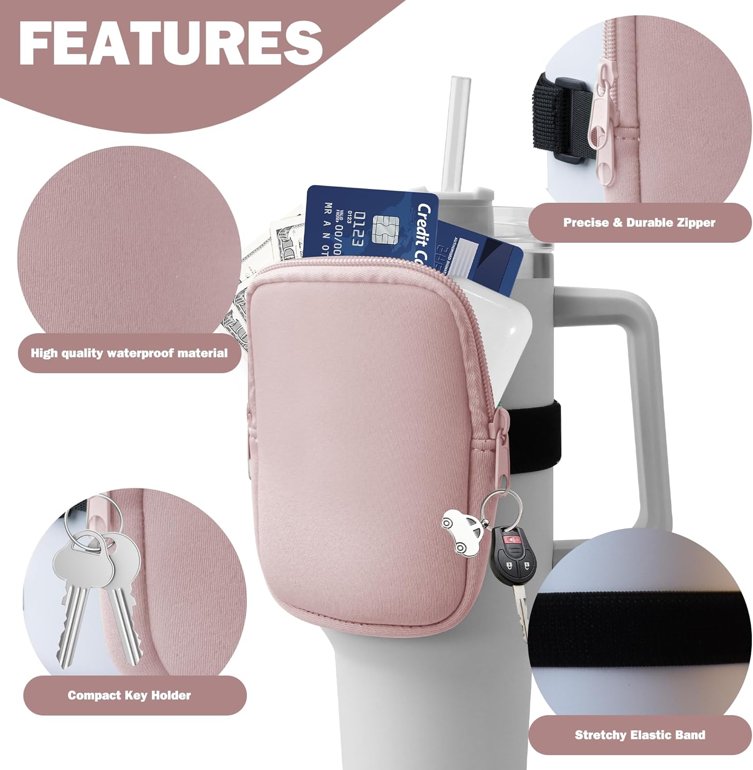 Bolsa para botella de agua Stanley de 40 onzas con asa, accesorios de gimnasio para mujer, bolsa para cinturón compatible con StanleySimple Modern