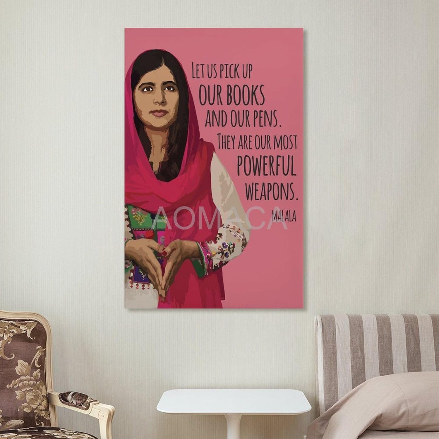 RCIDOS Póster de Malala Yousafzai con cita artística de Malala Yousafzai (14) pósteres e impresiones de pintura en lienzo para decoración de sala de