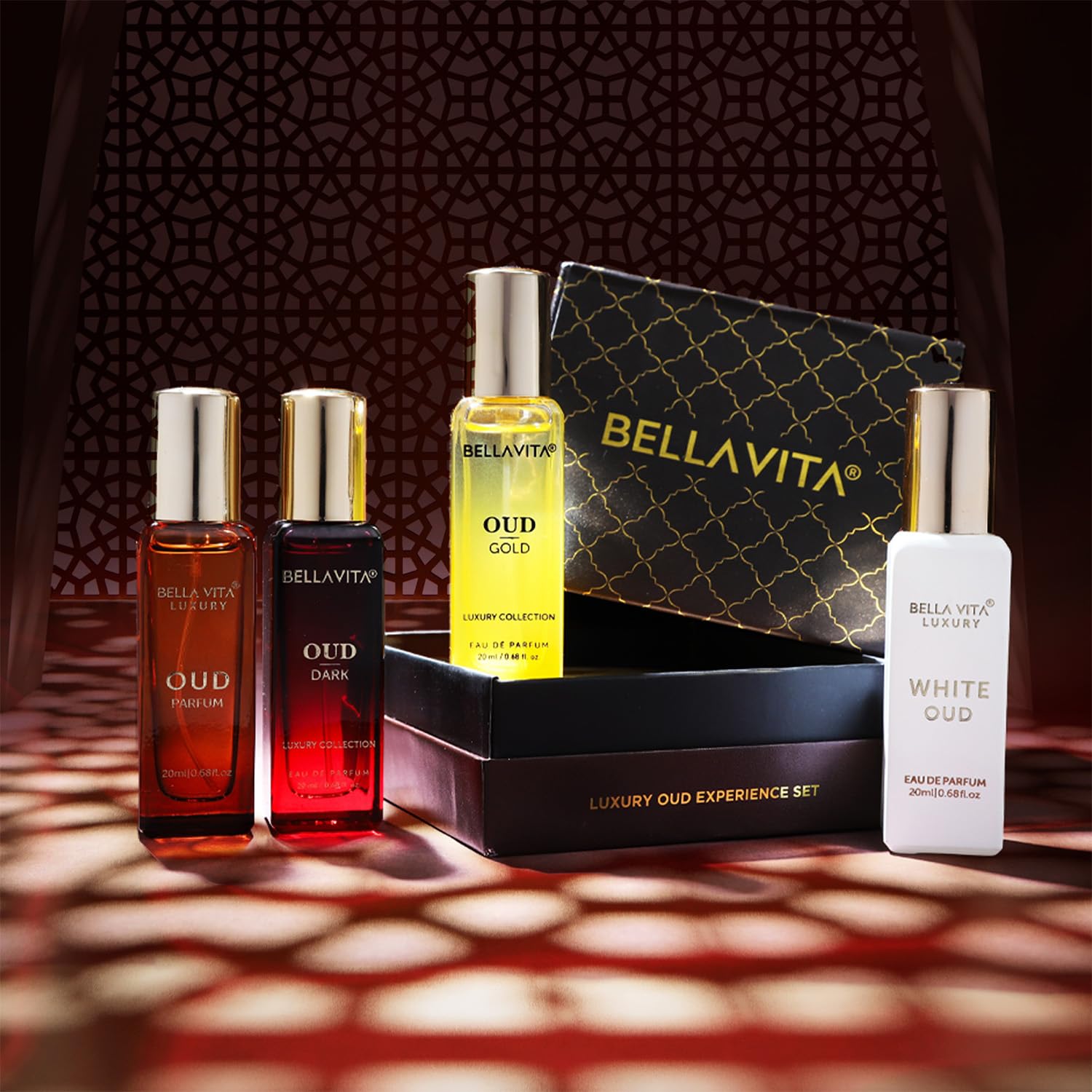 Luxury OUD Experience Eau De Parfum Set de regalodescubrimiento para mujeres y hombres (4 x 0.68 onzas líquidas)  Oud, Oud Gold, Oud Dark, White Oud