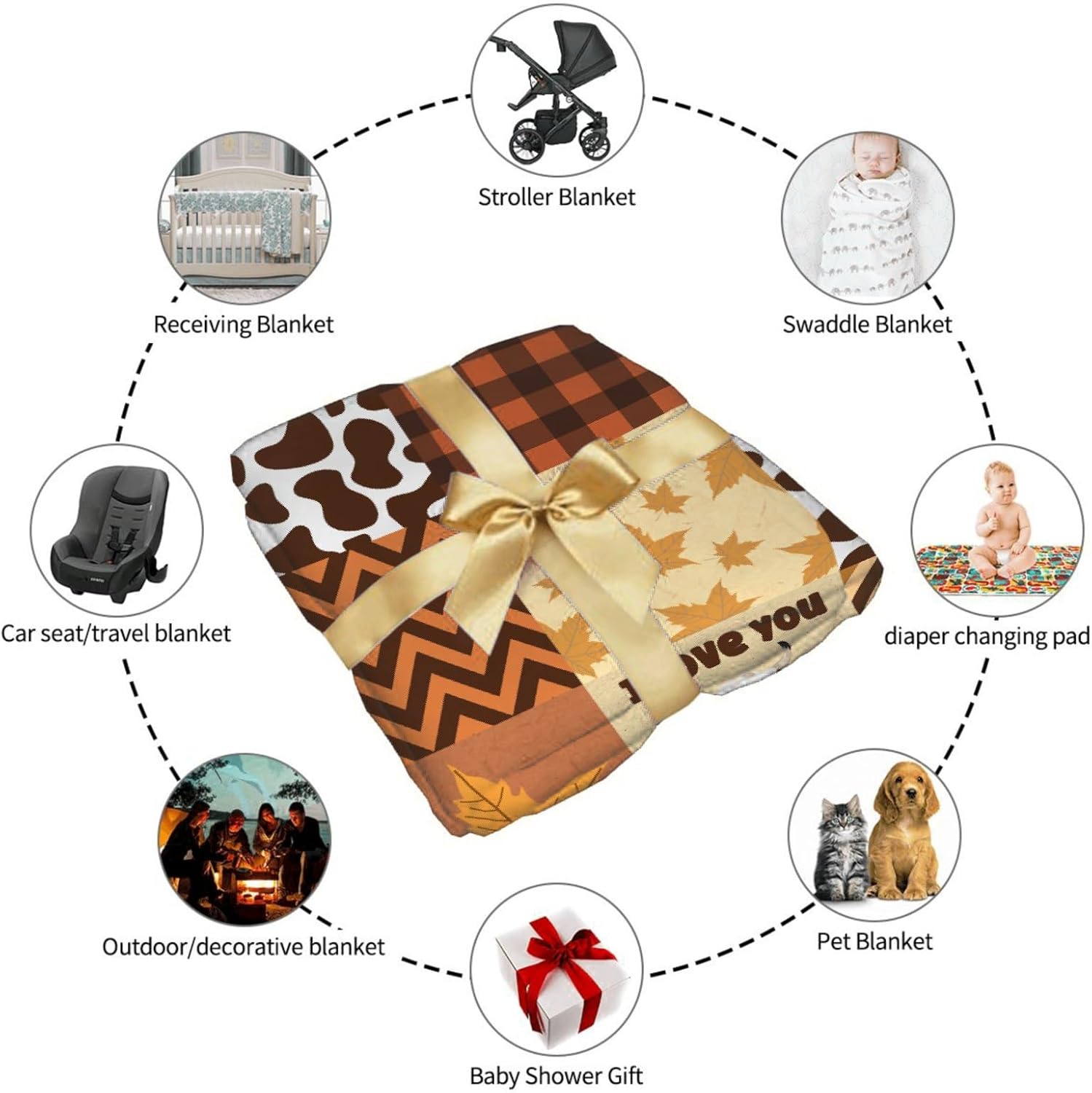 Manta con estampado de vaca, linda manta de vaca ultra suave, con hojas de arce, manta de otoño para niños pequeños, mujeres y hombres, regalos de