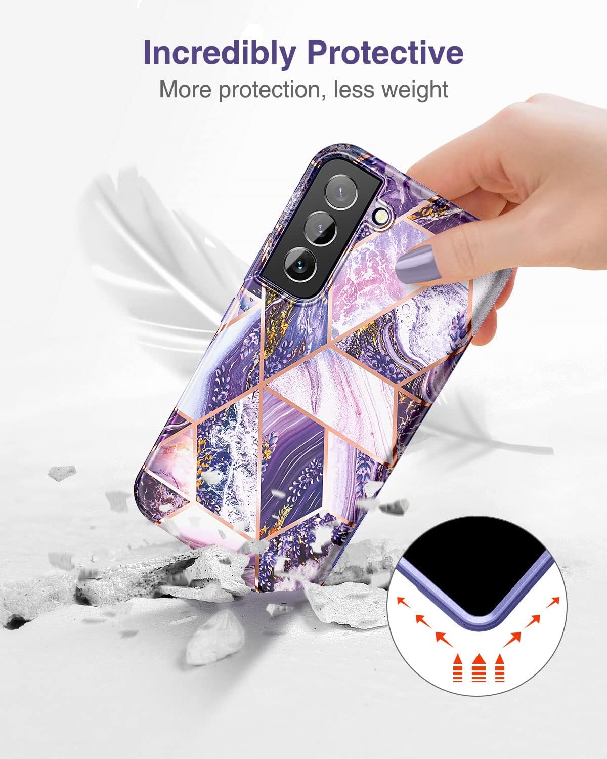 SURITCH Funda para Samsung Galaxy S22, protector de pantalla integrado Protección de cuerpo completo a prueba de golpes, resistente, delgada, suave,