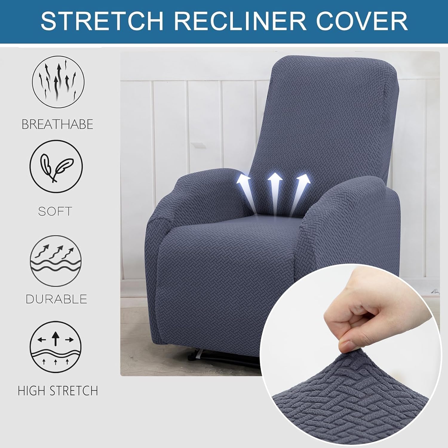 HAOYONG Funda para silla reclinable, 4 piezas, funda para sofá reclinable, funda de jacquard para 1 asiento, fundas para sofá reclinable Lazyboy,