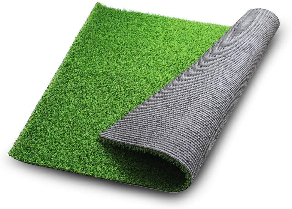 Alfombra de césped artificial realista de 0.7 pulgadas de altura, césped sintético realista de 0.7 pulgadas, agujeros de drenaje, para interiores y